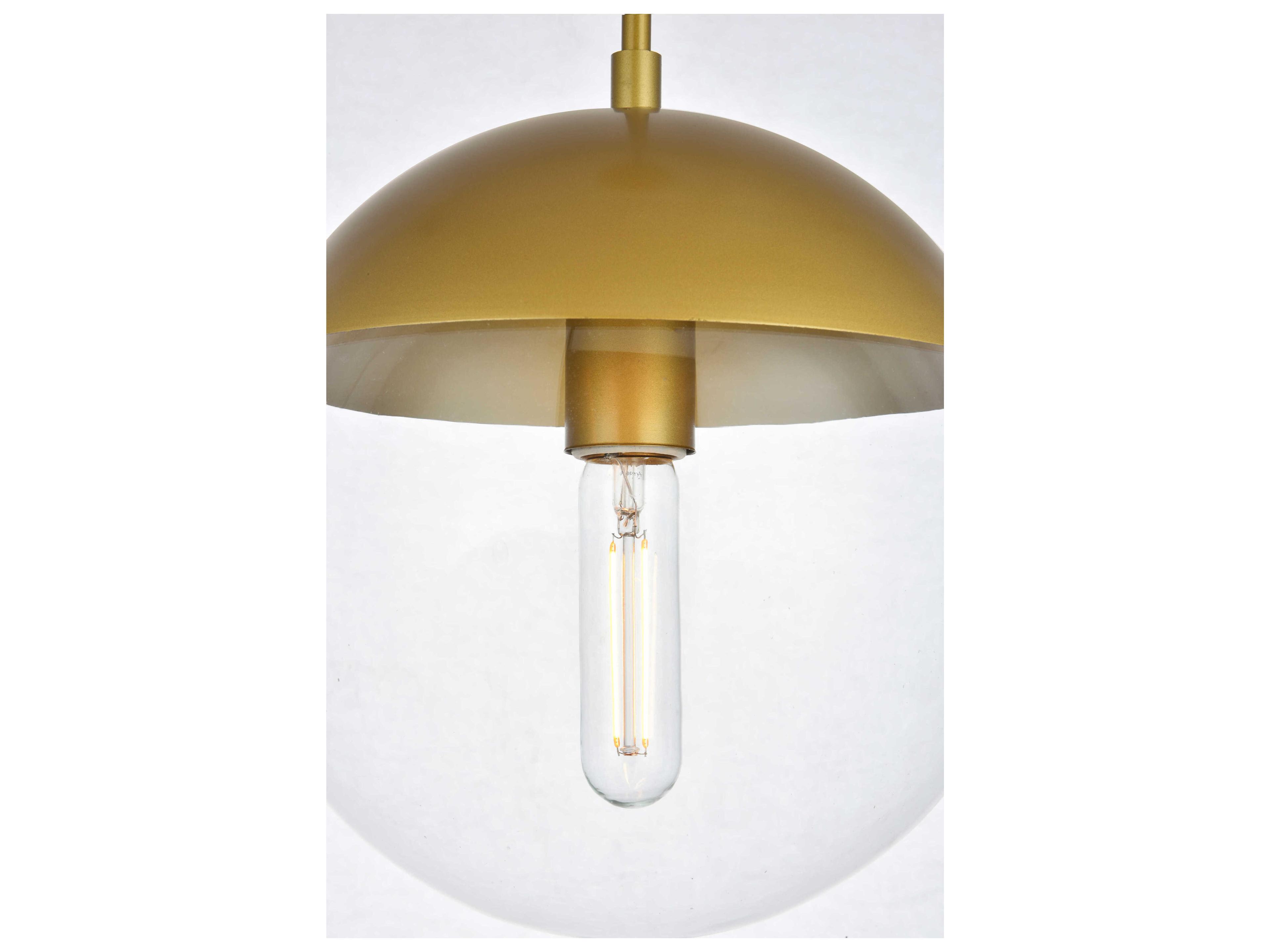 Elegant Lighting Eclipse 1-Light Brass Glass Globe Mini Pendant