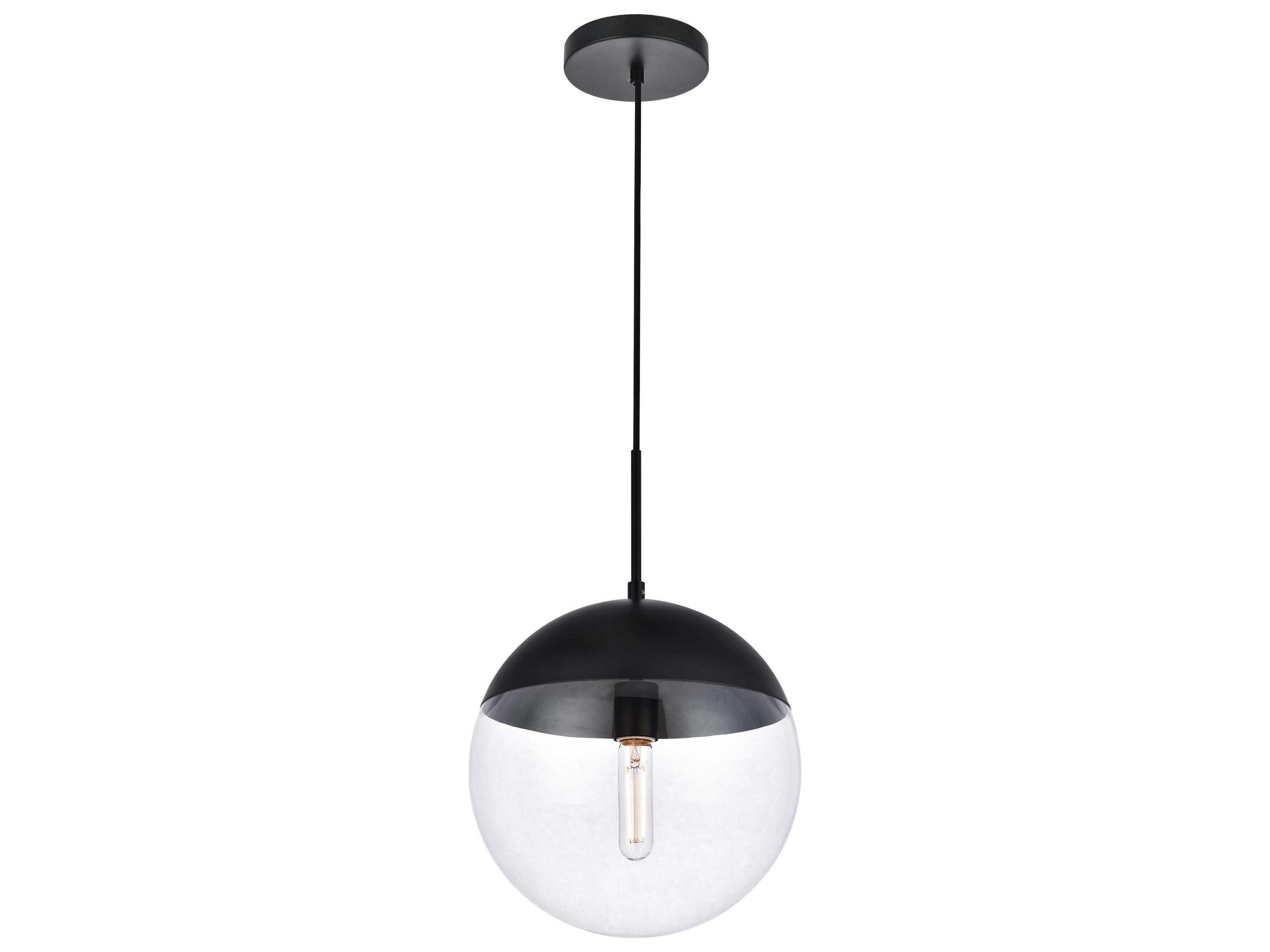 Elegant Lighting Eclipse 1-Light Black Glass Globe Mini Pendant