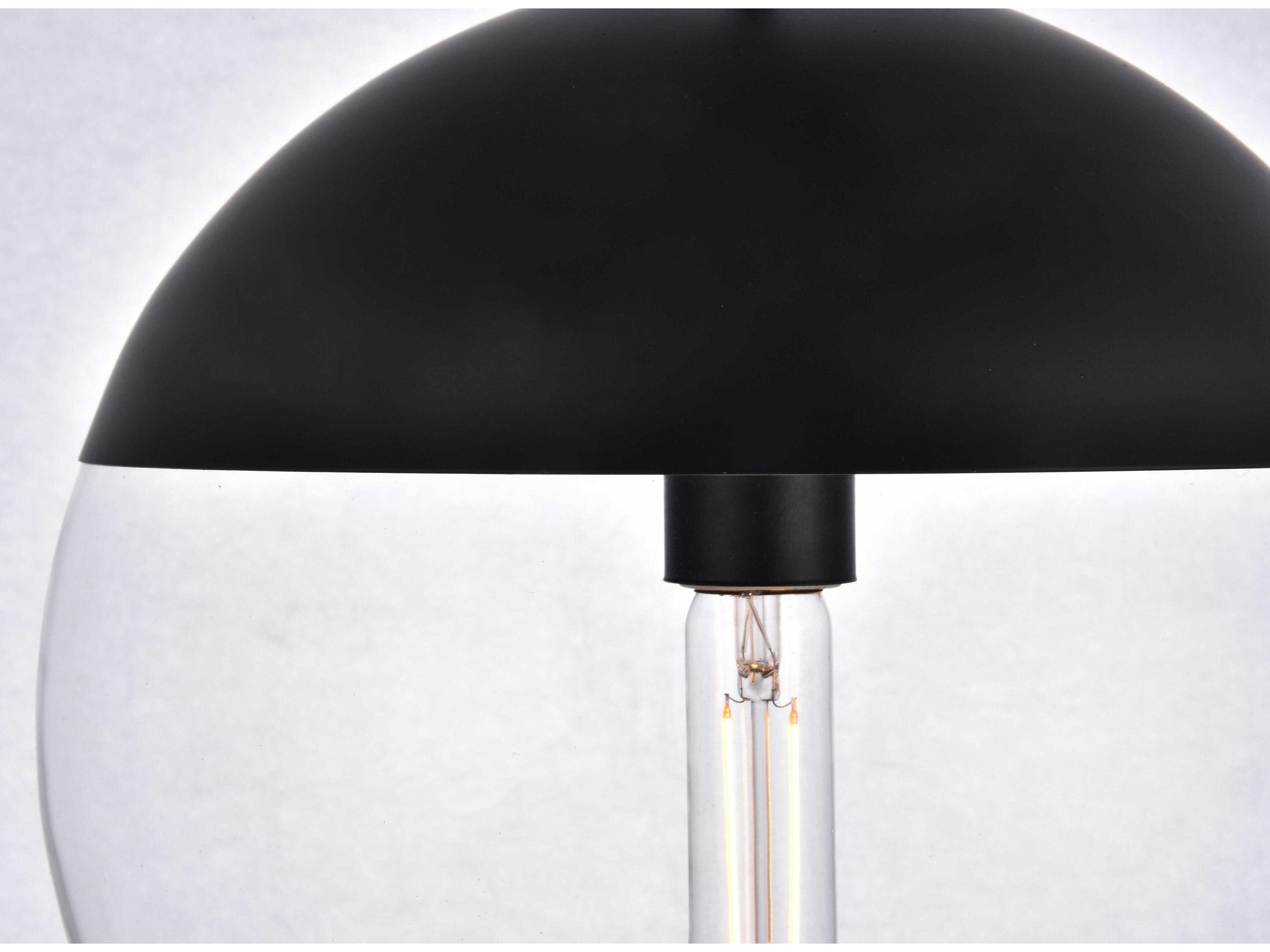 Elegant Lighting Eclipse 1-Light Black Glass Globe Mini Pendant