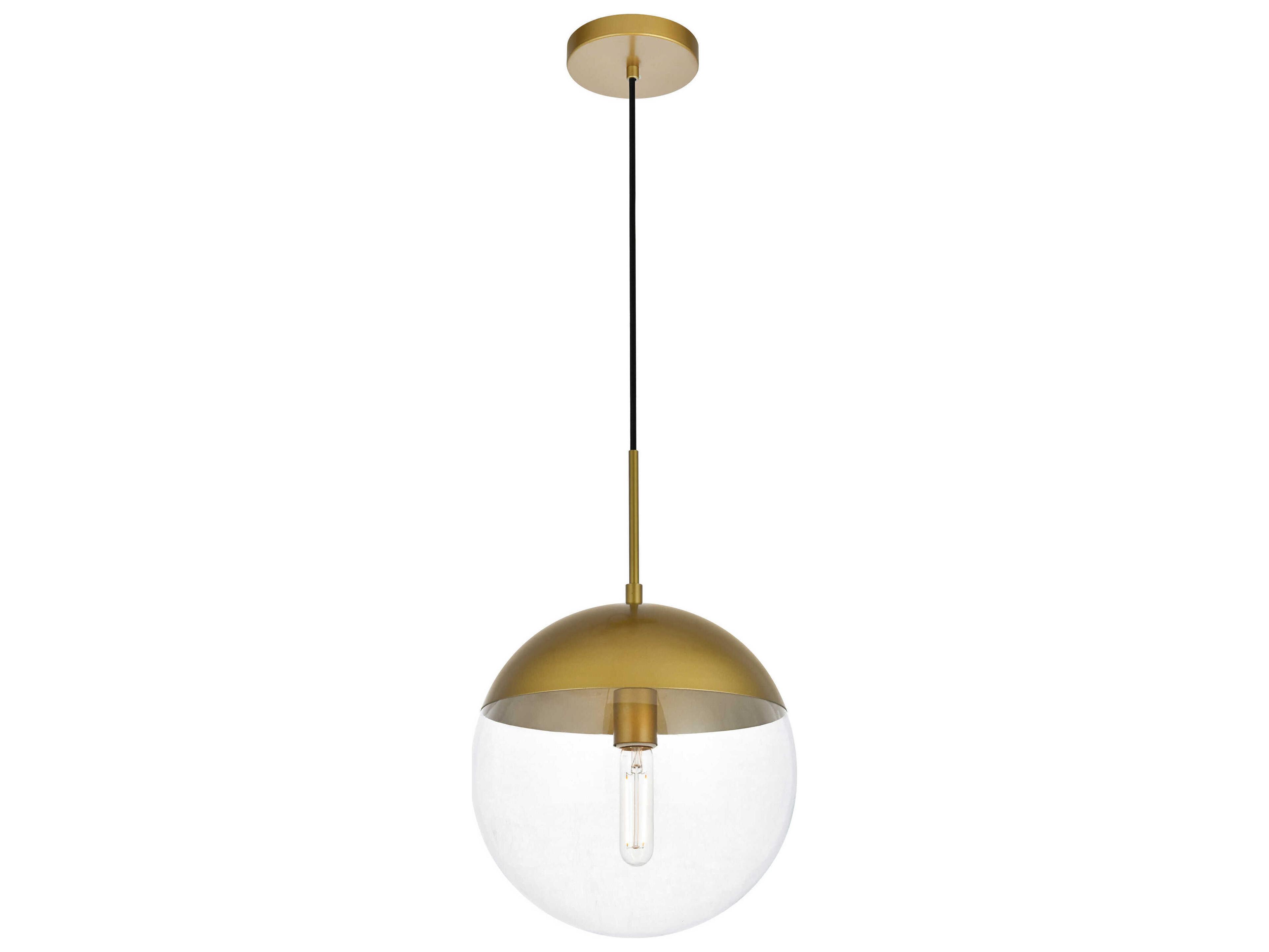 Elegant Lighting Eclipse 1-Light Brass Glass Globe Mini Pendant