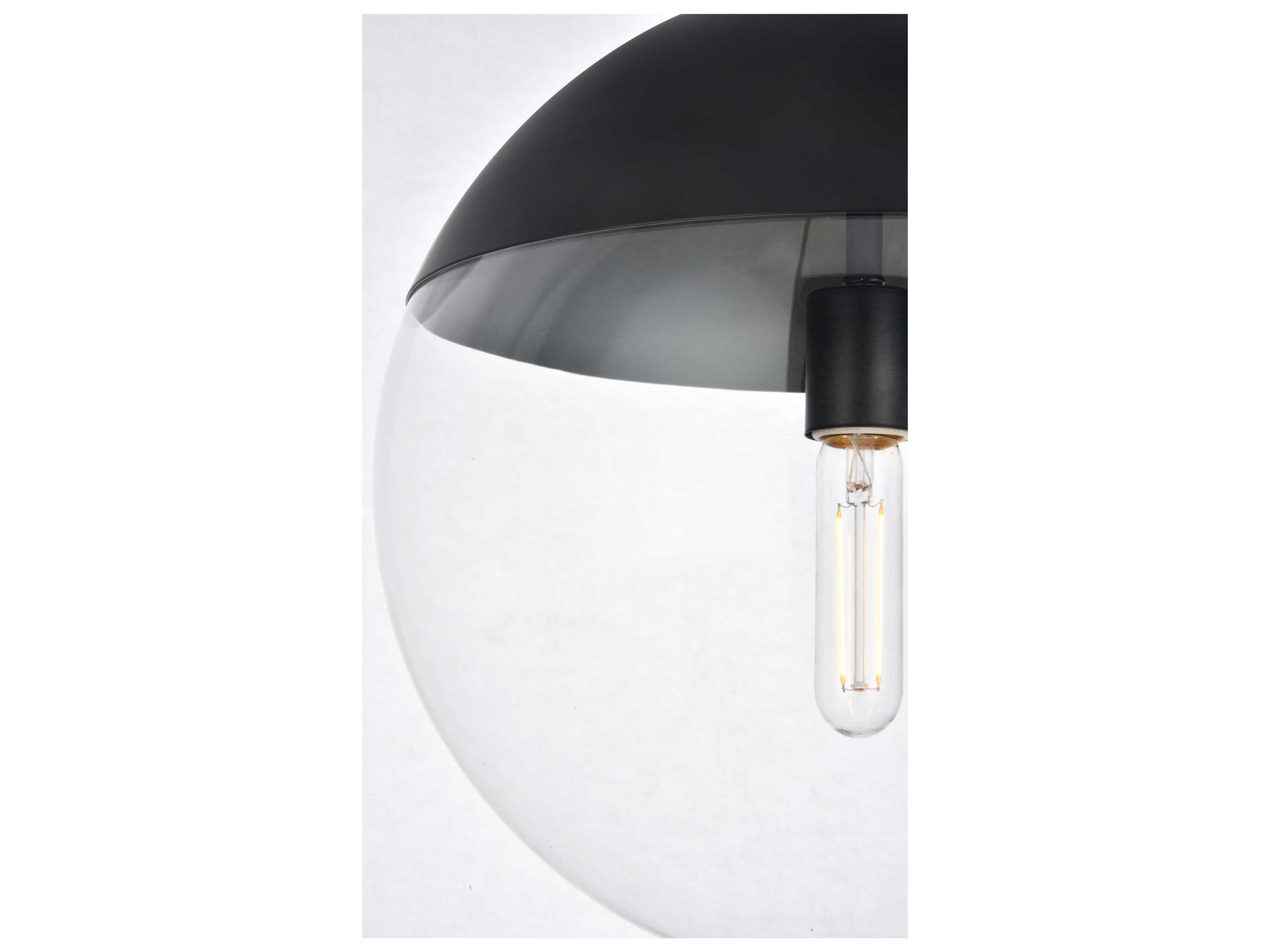 Elegant Lighting Eclipse 1-Light Black Glass Globe Pendant