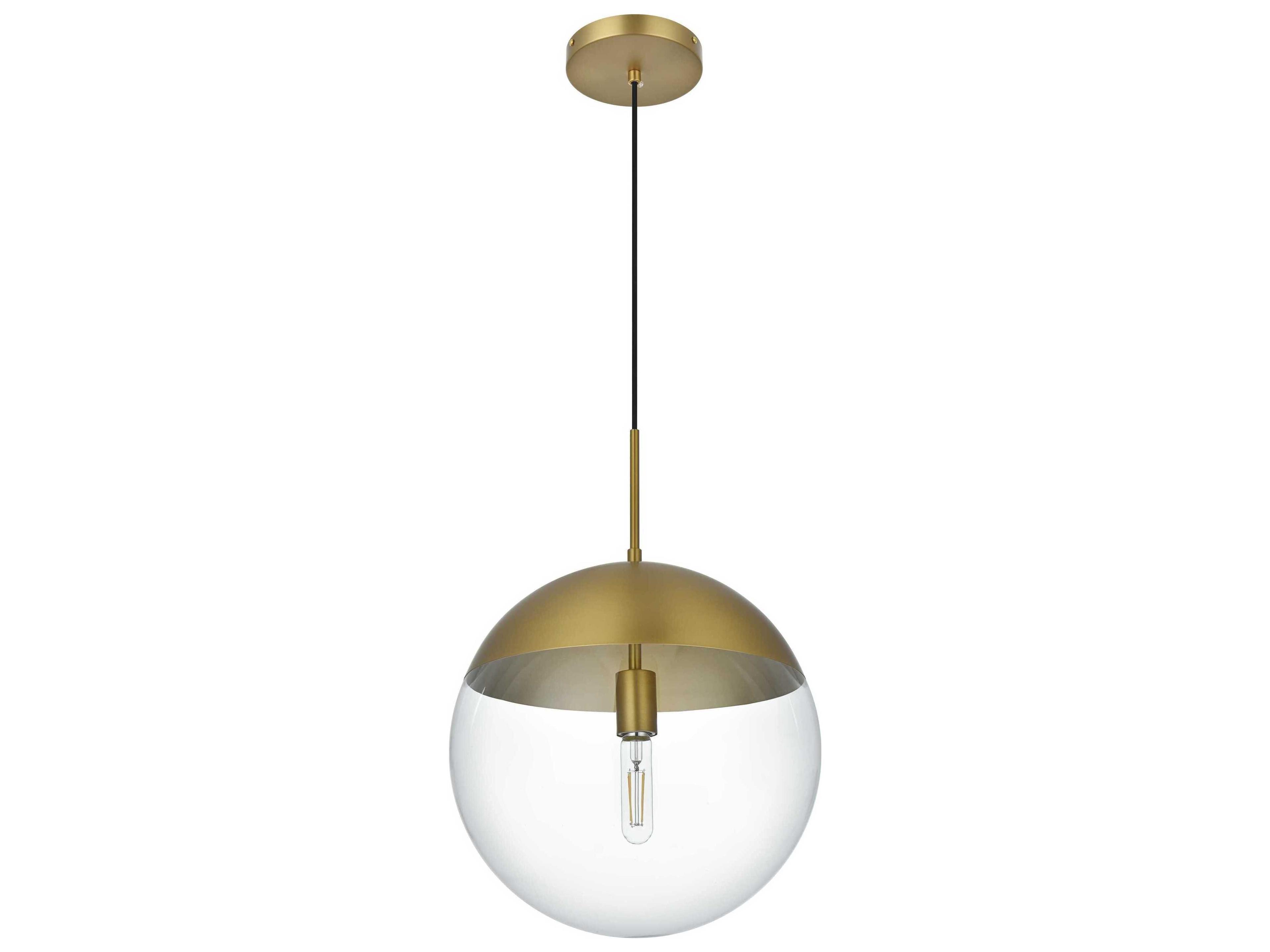 Elegant Lighting Eclipse 1-Light Satin Gold Globe Pendant