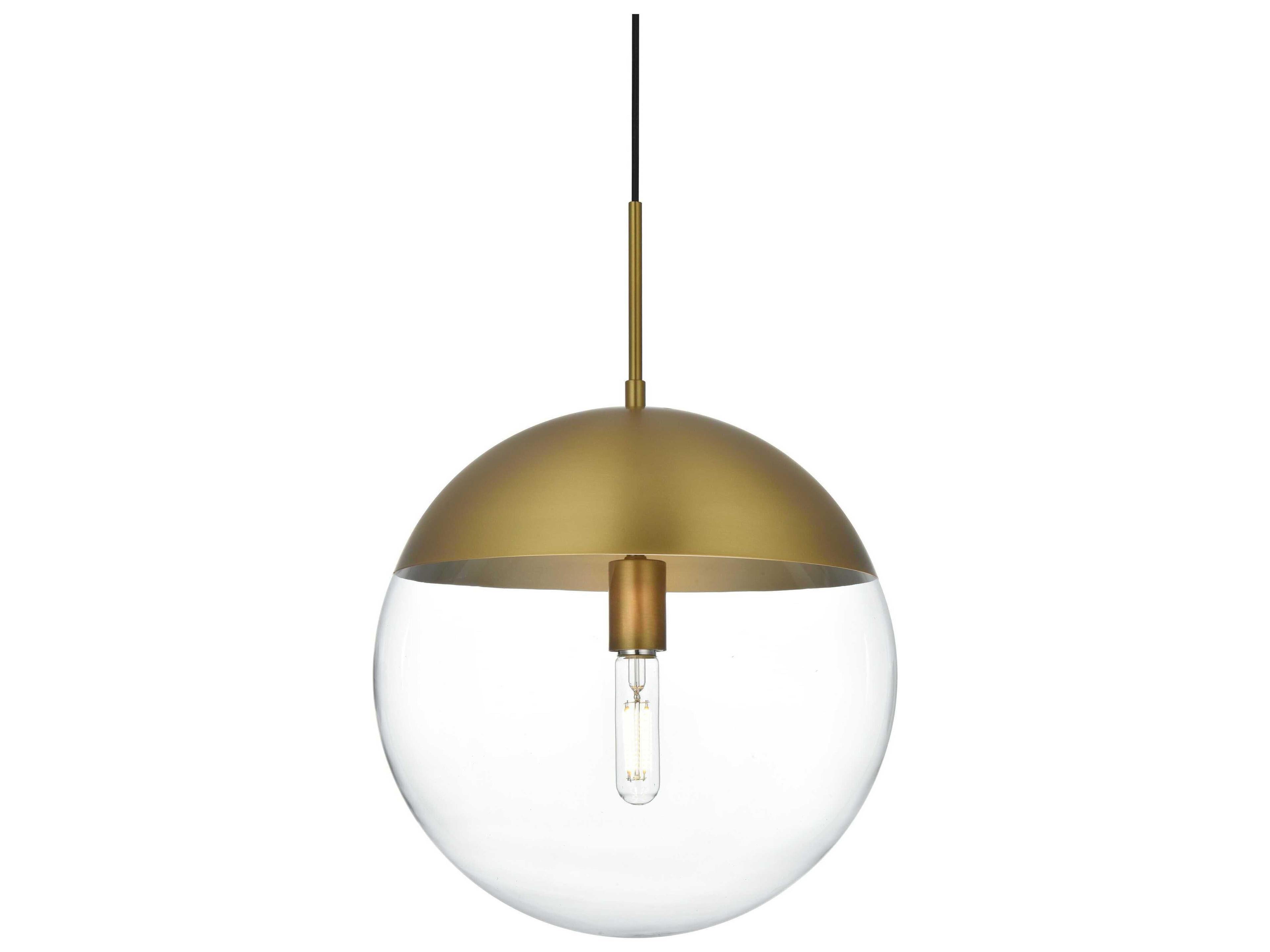 Elegant Lighting Eclipse 1-Light Satin Gold Globe Pendant