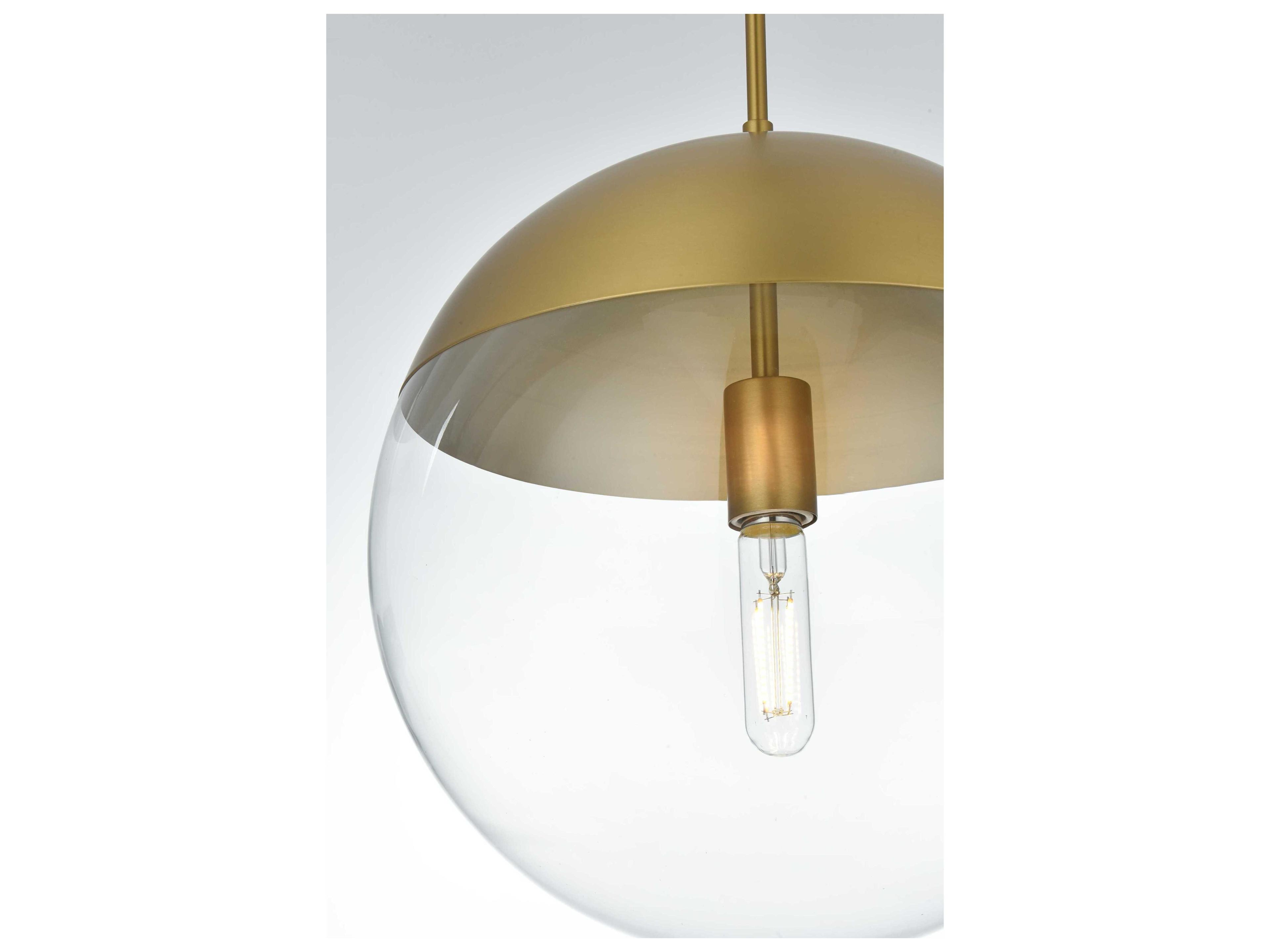 Elegant Lighting Eclipse 1-Light Satin Gold Globe Pendant