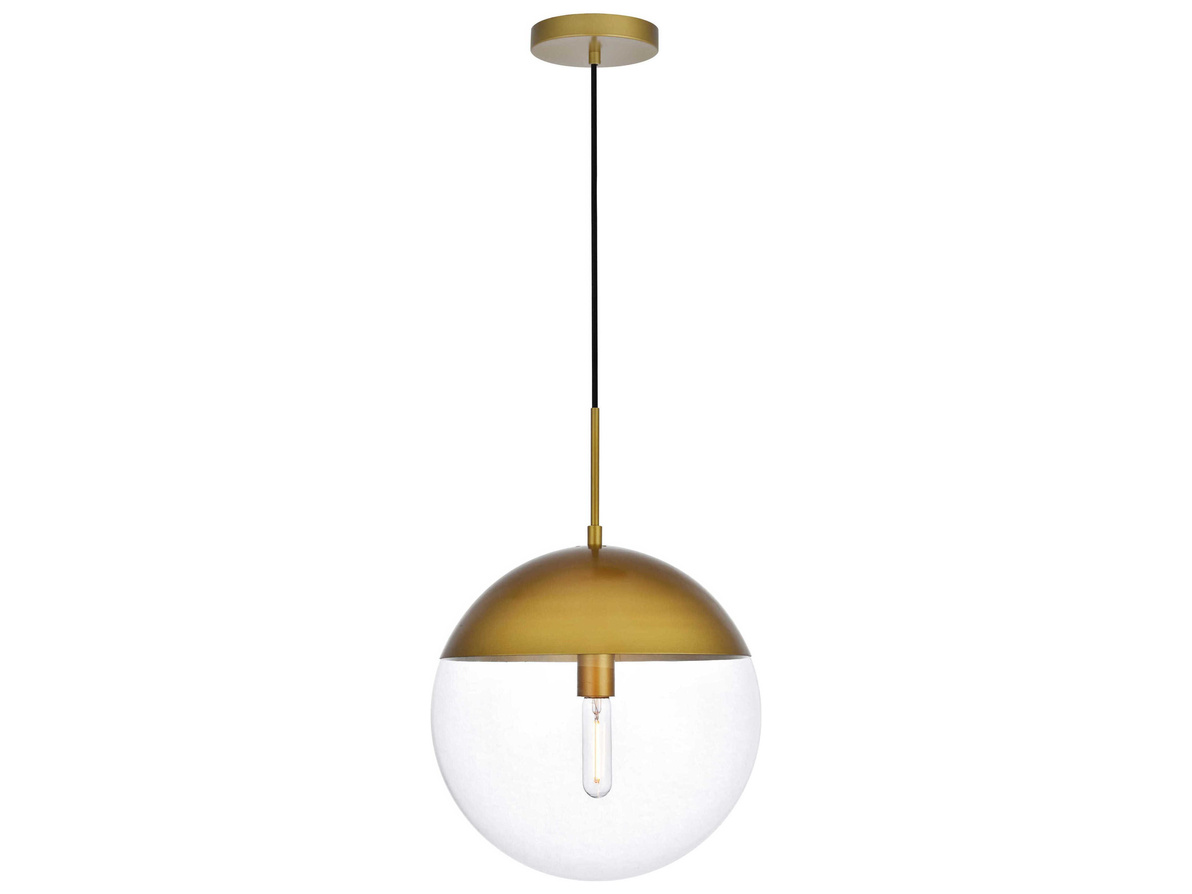 Elegant Lighting Eclipse 1-Light Brass Glass Globe Pendant
