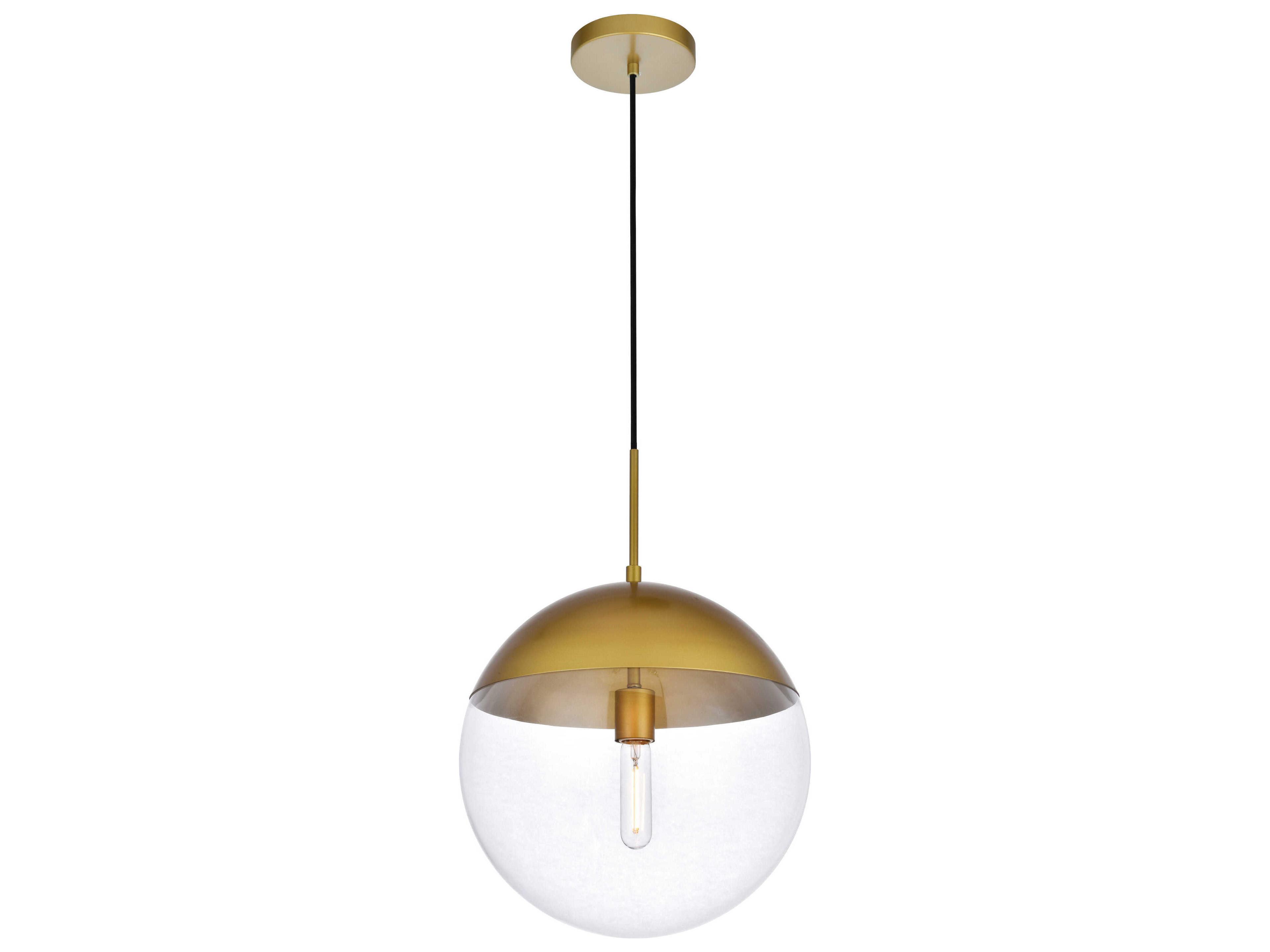 Elegant Lighting Eclipse 1-Light Brass Glass Globe Pendant