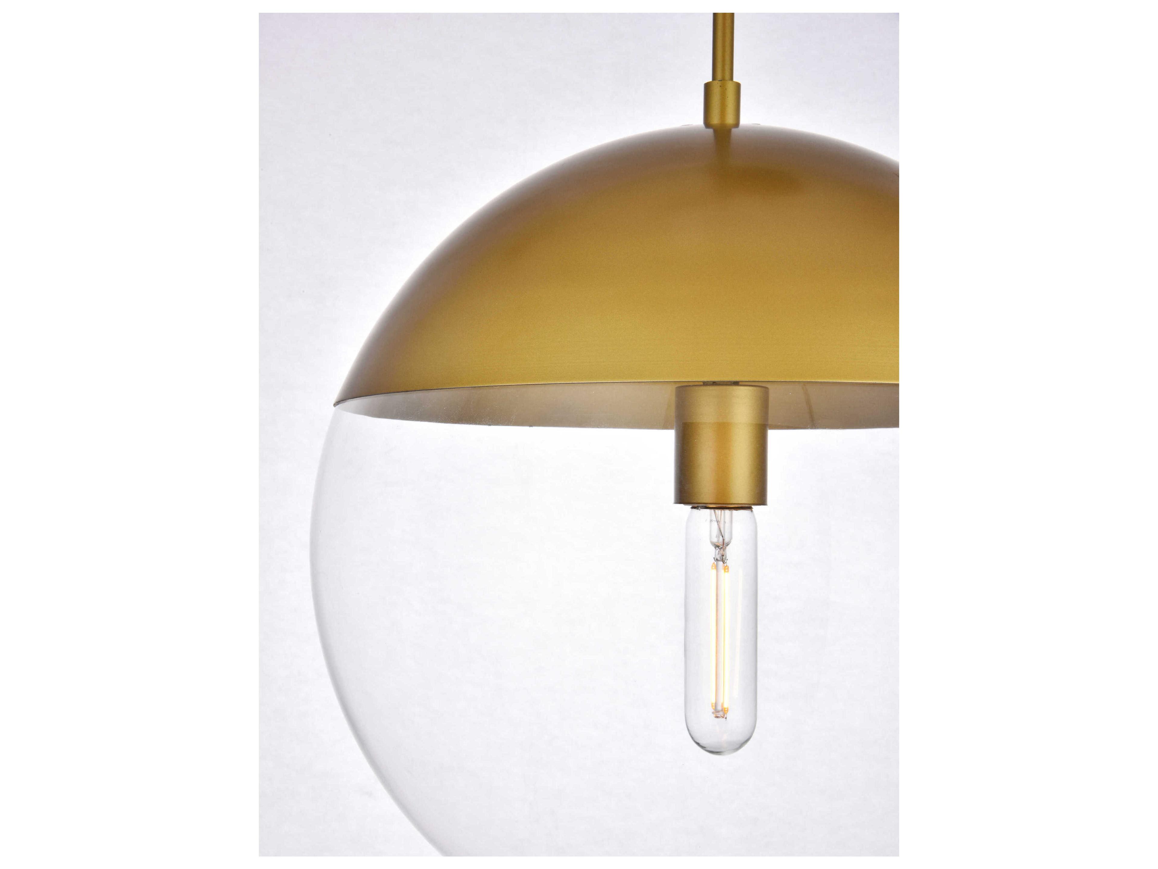 Elegant Lighting Eclipse 1-Light Brass Glass Globe Pendant
