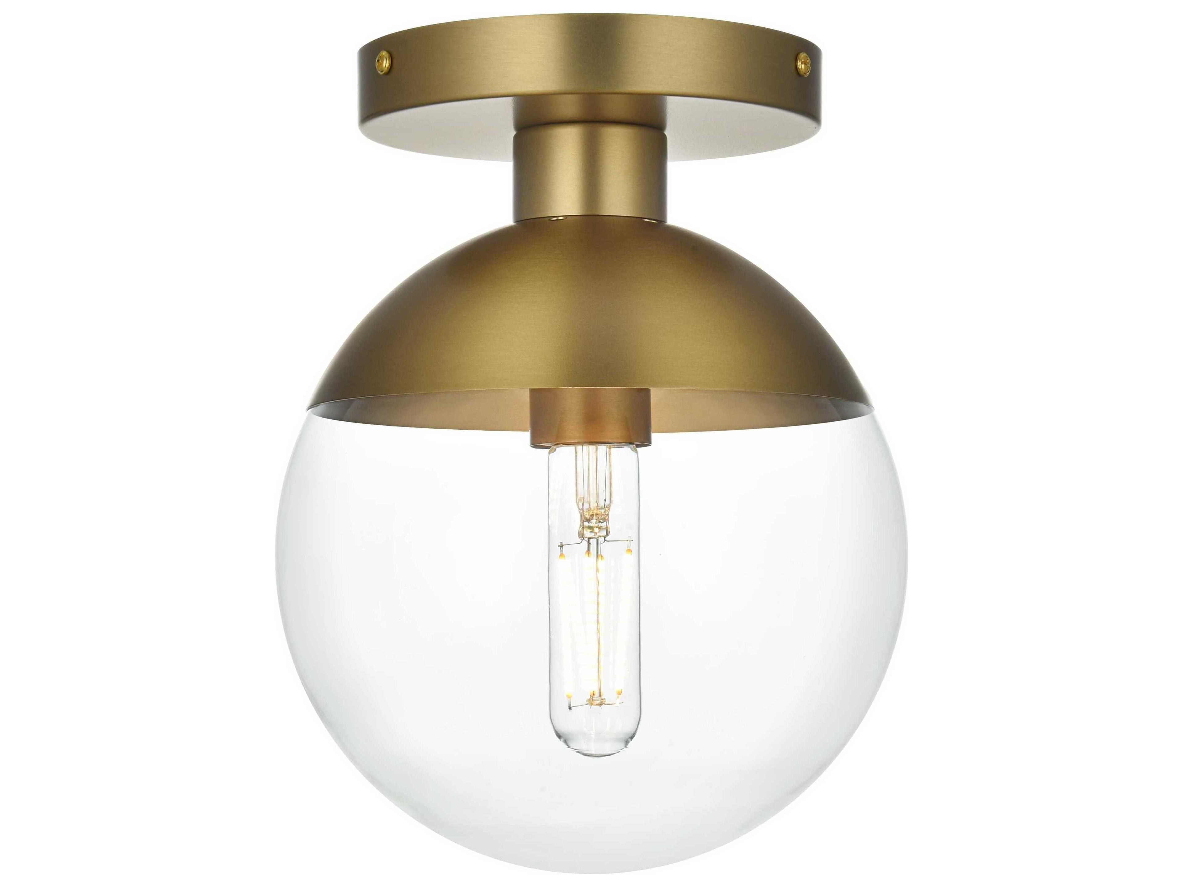 Eclipse 1-Light Satin Gold Globe Semi Flush Mount
