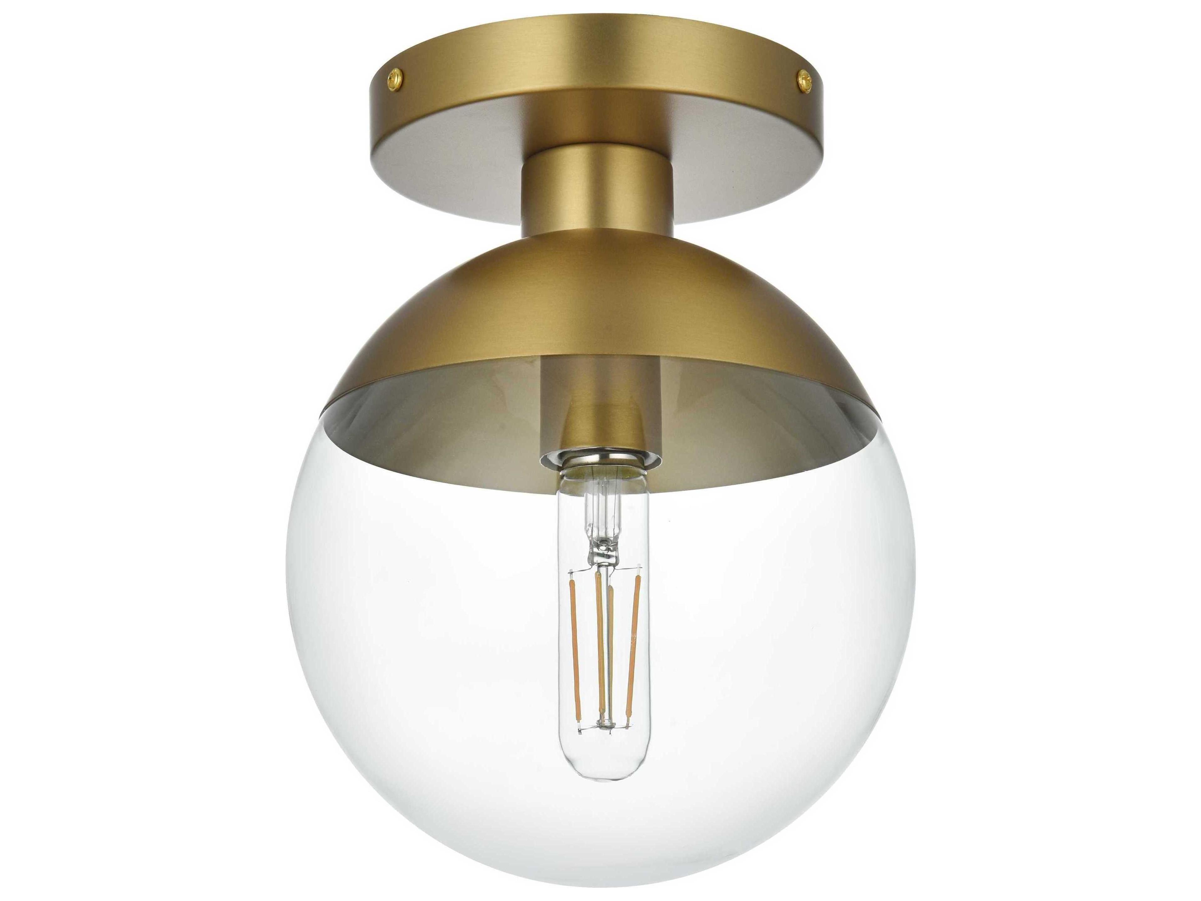 Elegant Lighting Eclipse 1-Light Satin Gold Globe Semi Flush Mount