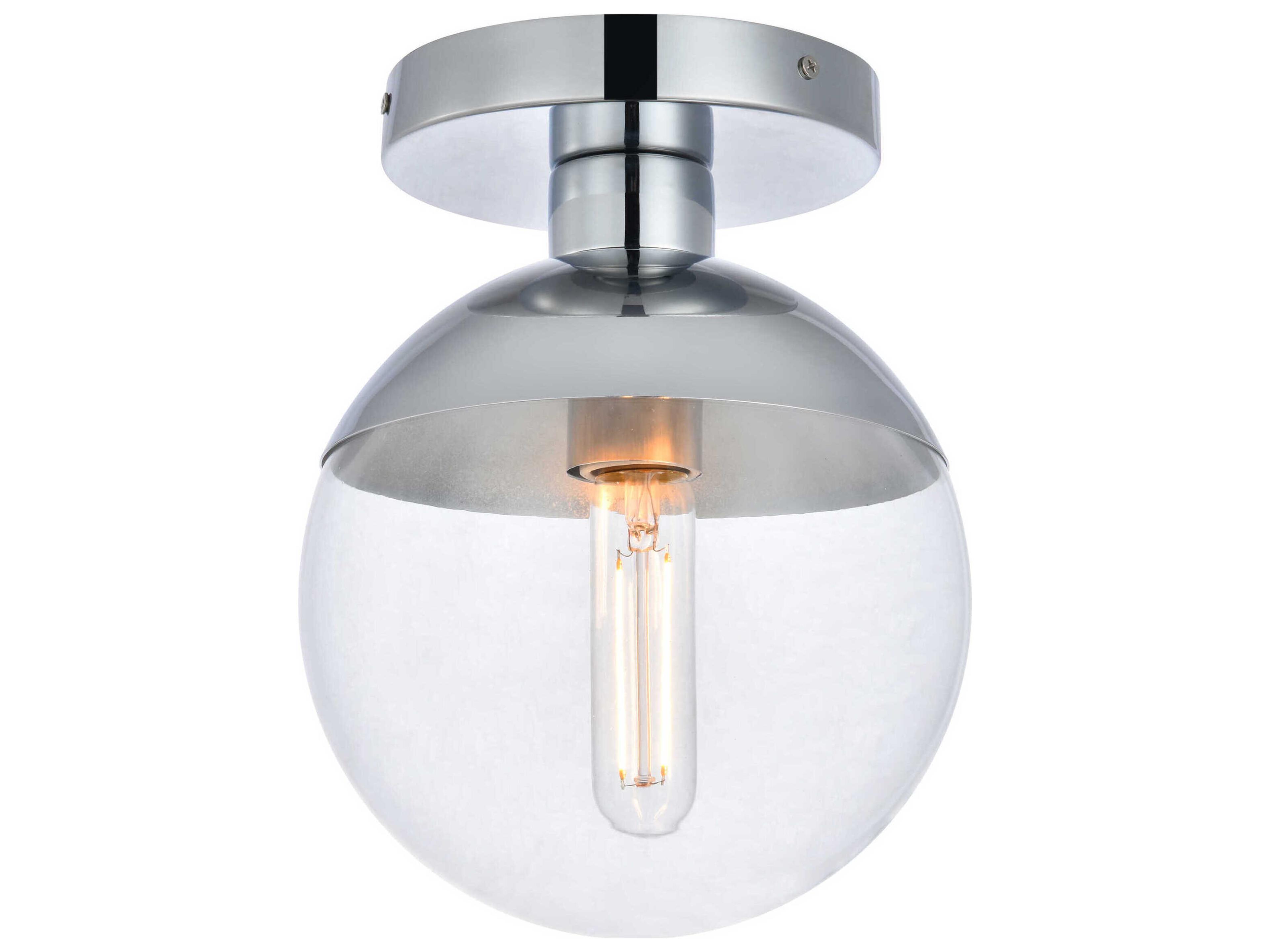 Elegant Lighting Eclipse 1-Light Chrome Glass Globe Semi Flush Mount