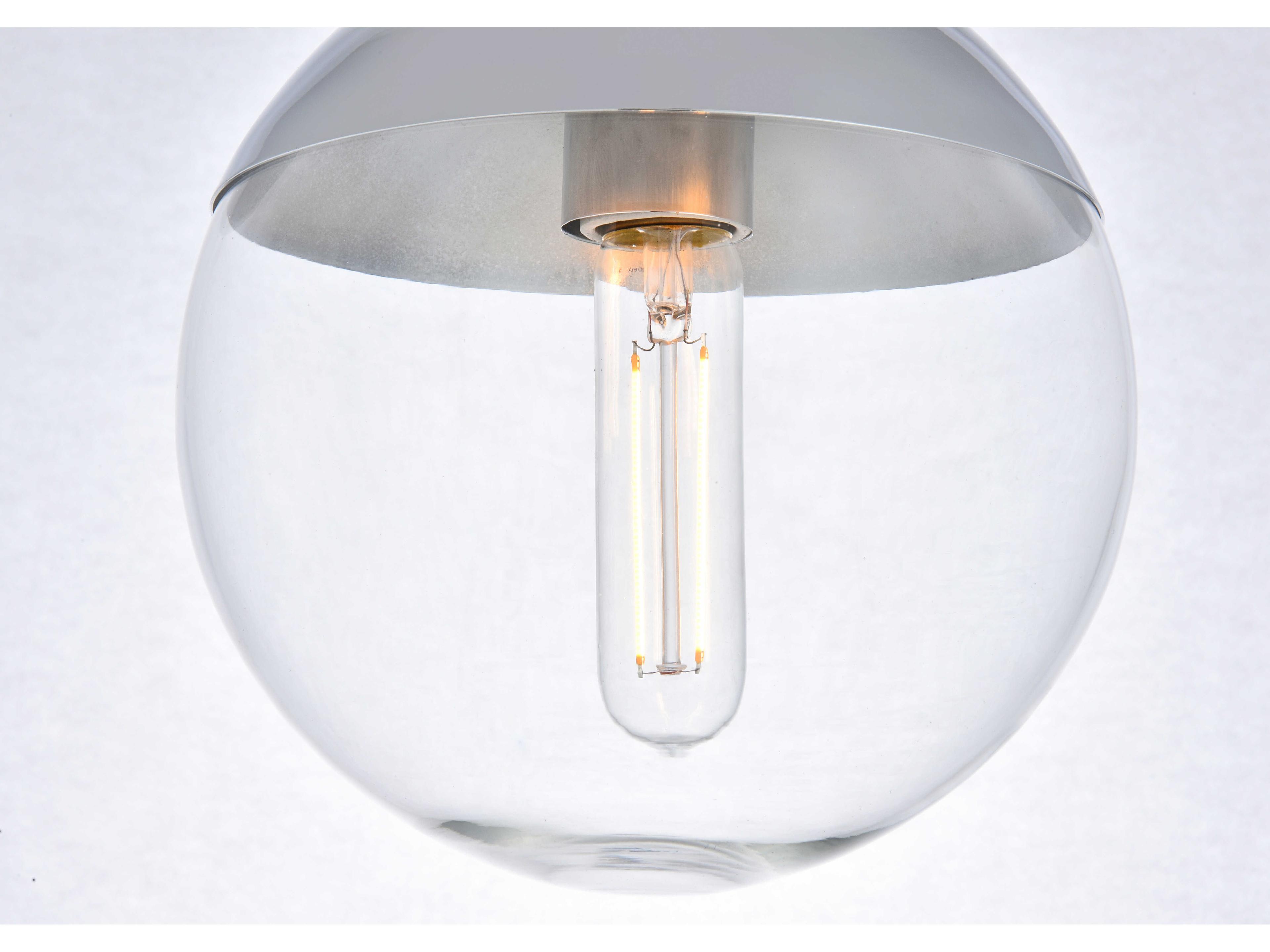 Elegant Lighting Eclipse 1-Light Chrome Glass Globe Semi Flush Mount