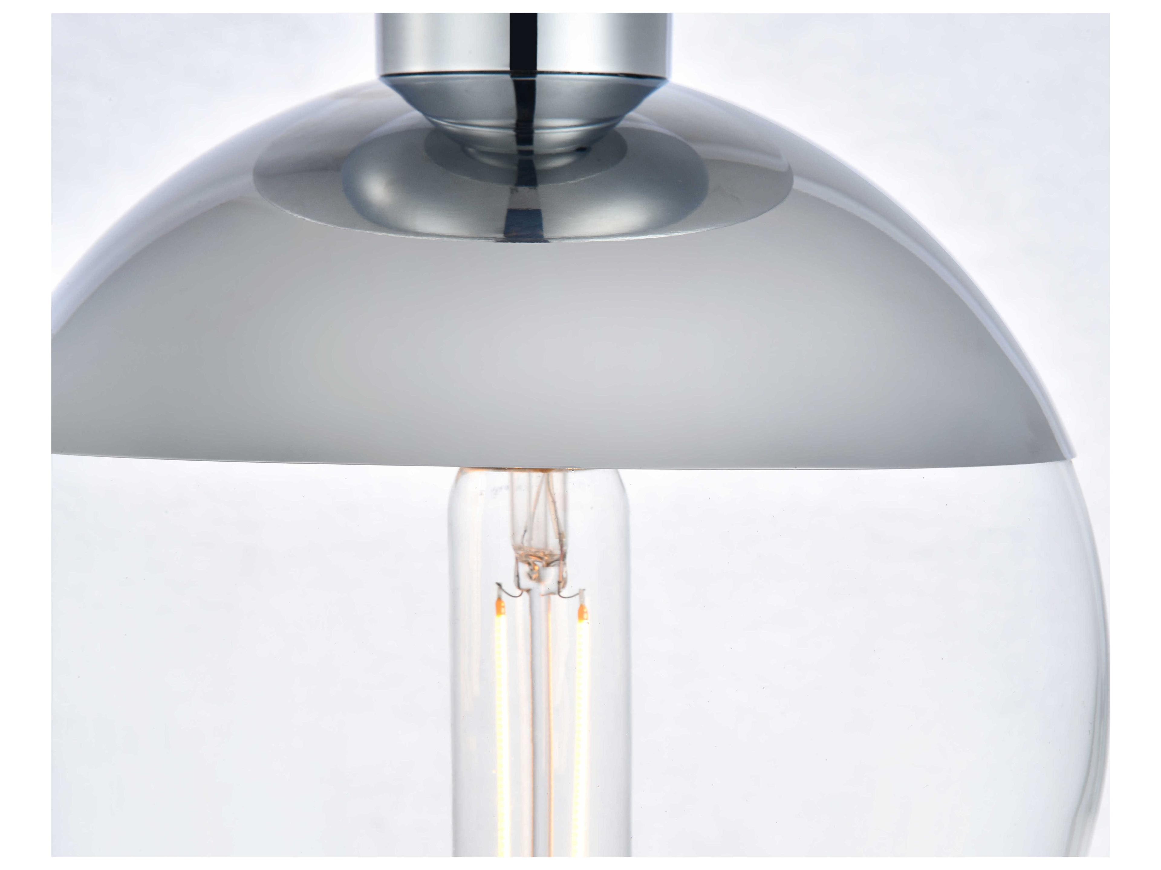 Elegant Lighting Eclipse 1-Light Chrome Glass Globe Semi Flush Mount