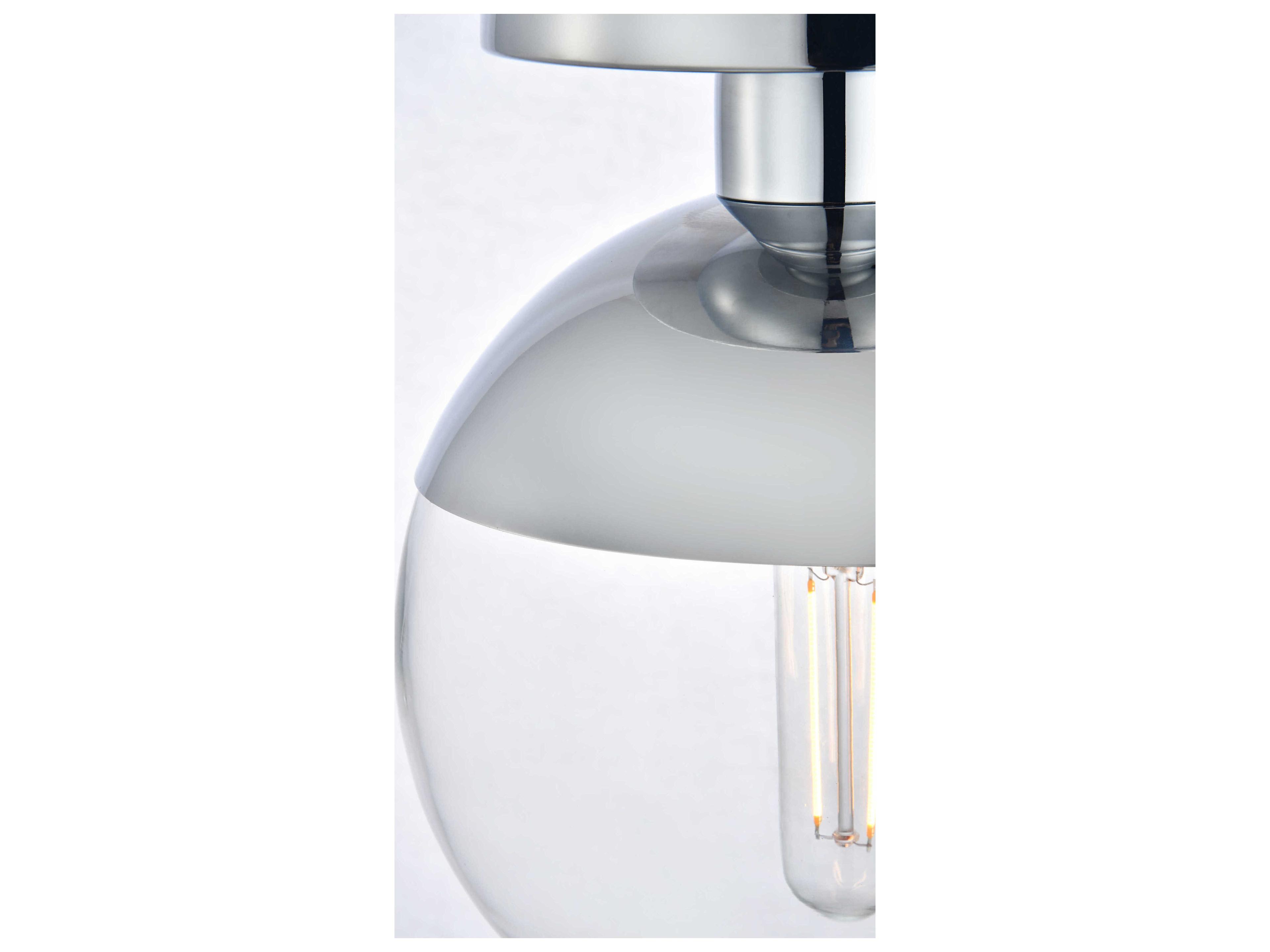 Elegant Lighting Eclipse 1-Light Chrome Glass Globe Semi Flush Mount