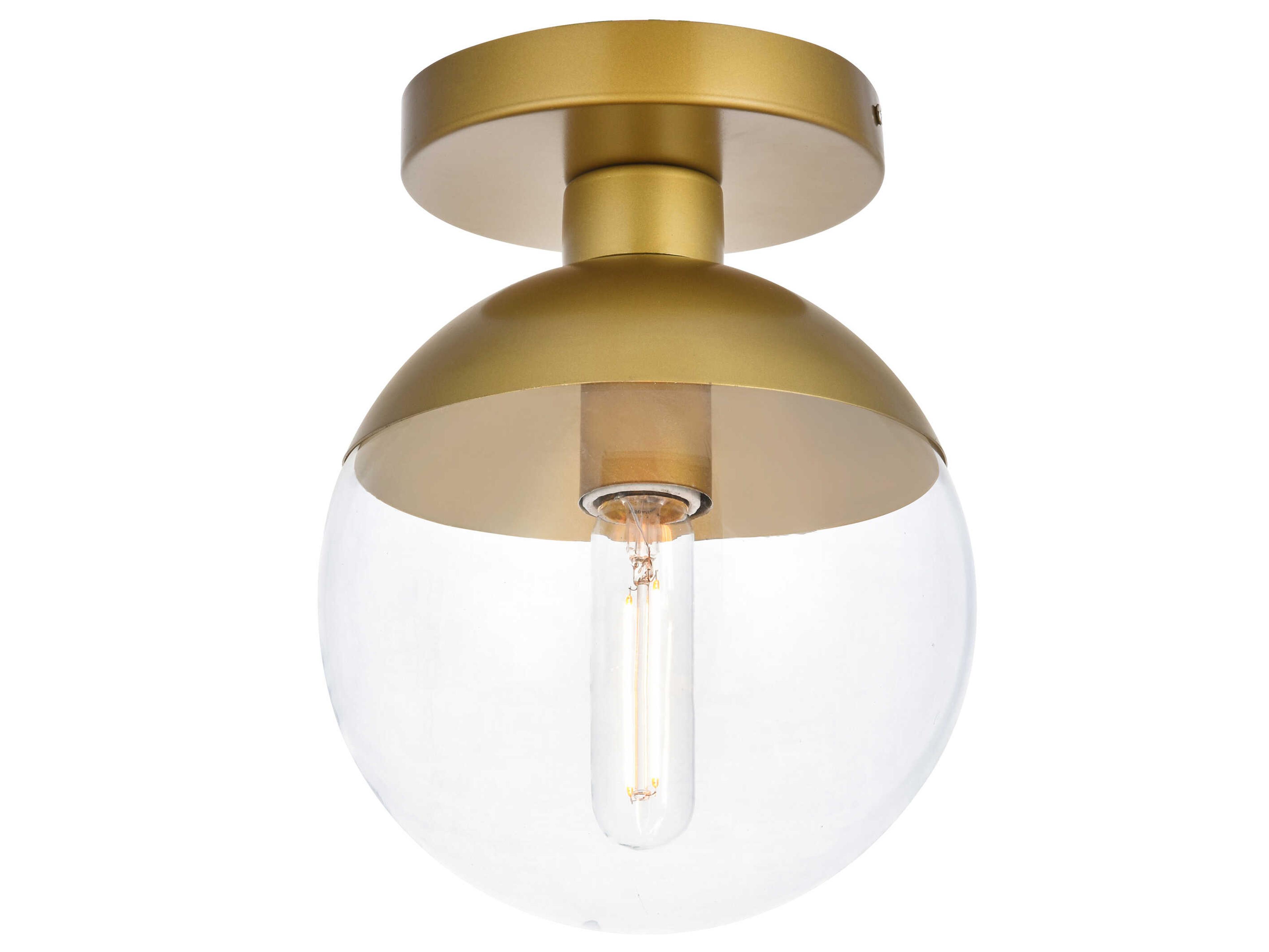 Elegant Lighting Eclipse 1-Light Brass Glass Globe Semi Flush Mount