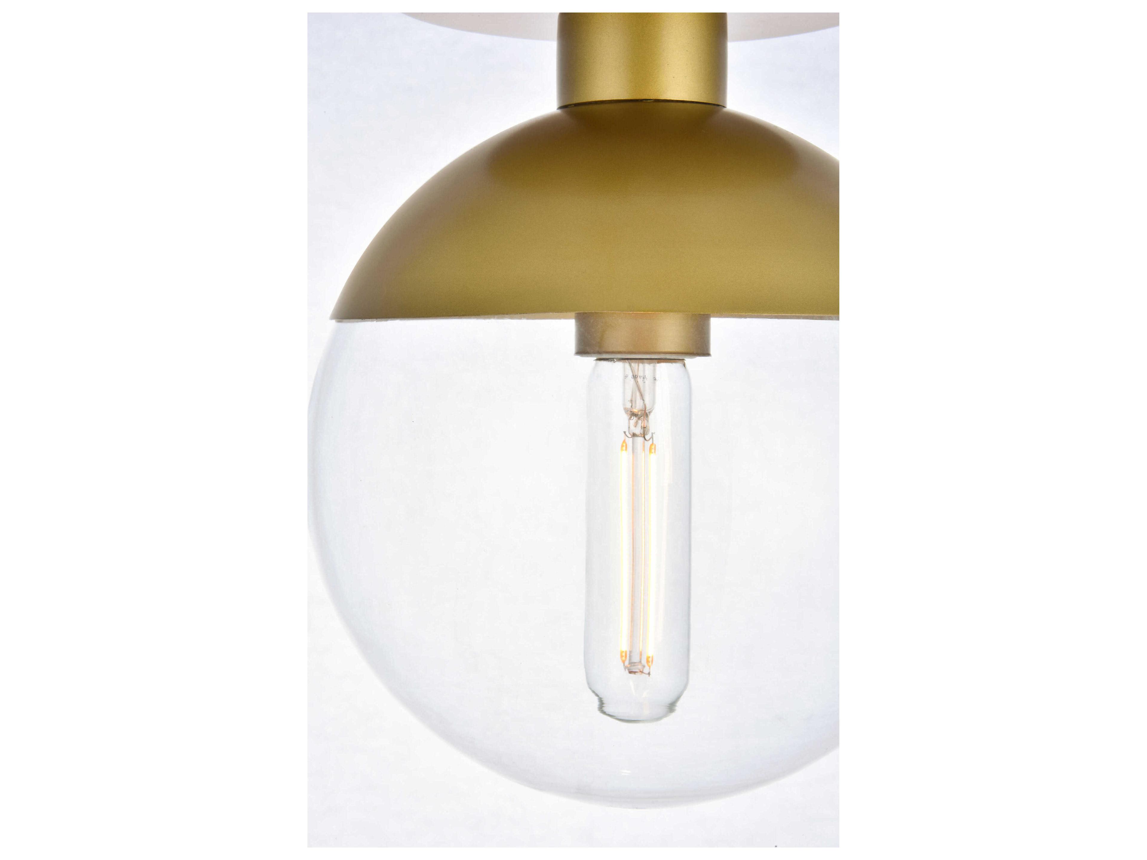 Elegant Lighting Eclipse 1-Light Brass Glass Globe Semi Flush Mount