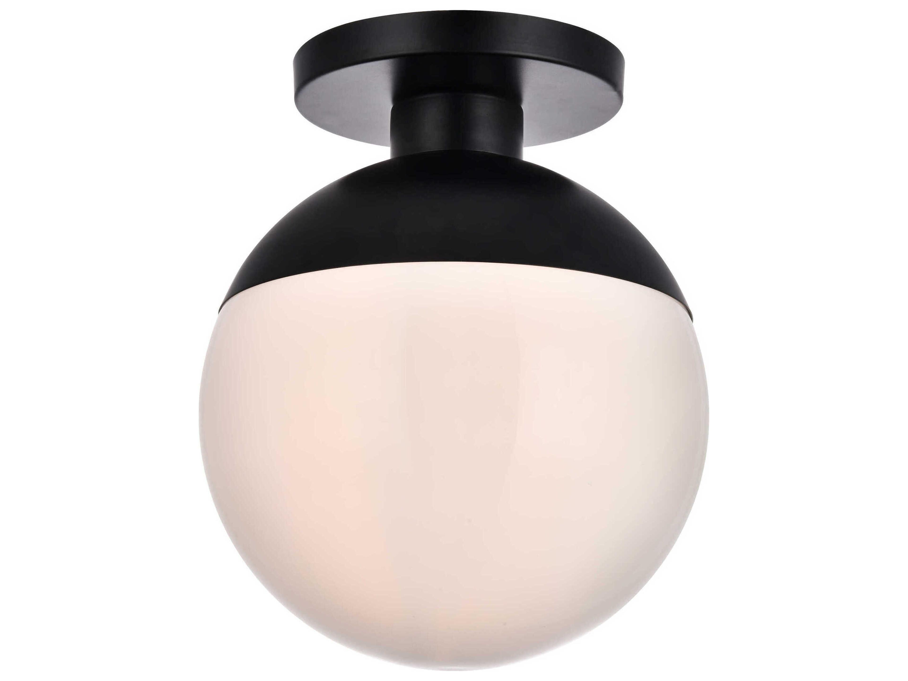 Elegant Lighting Eclipse 1-Light Black Glass Globe Semi Flush Mount