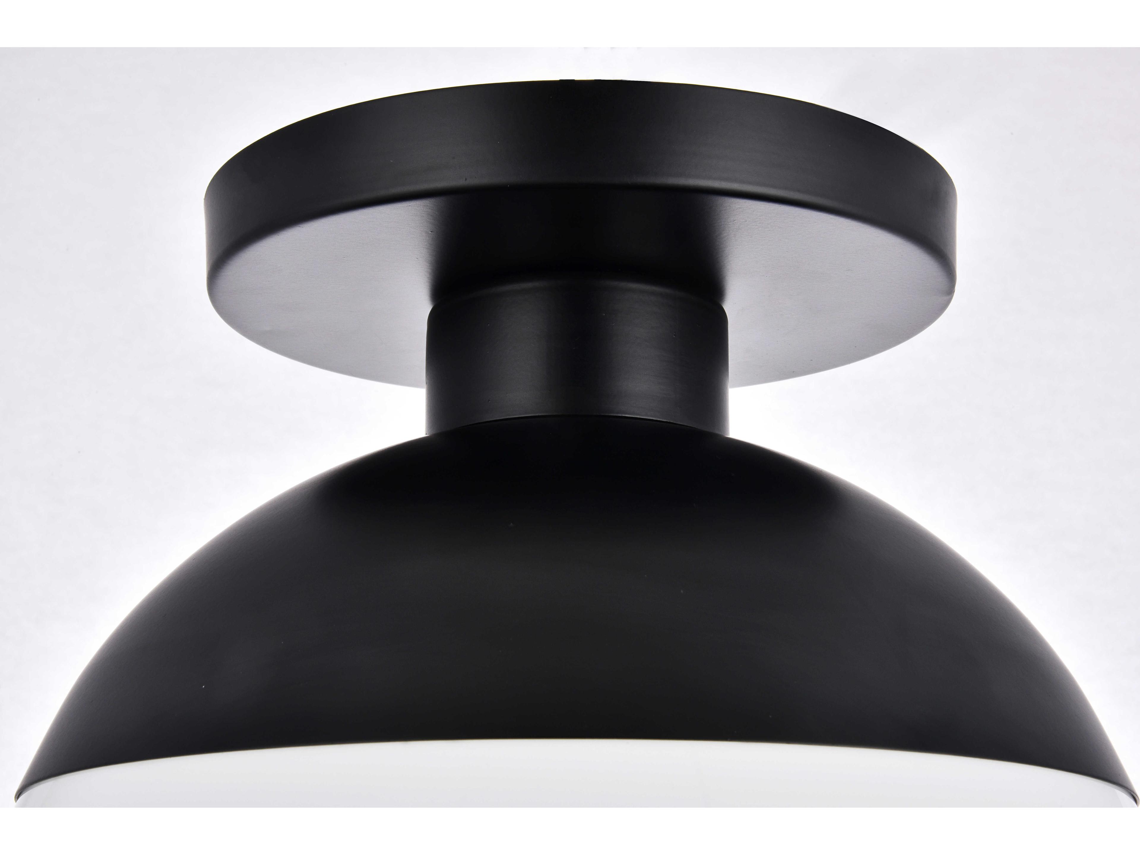 Elegant Lighting Eclipse 1-Light Black Glass Globe Semi Flush Mount