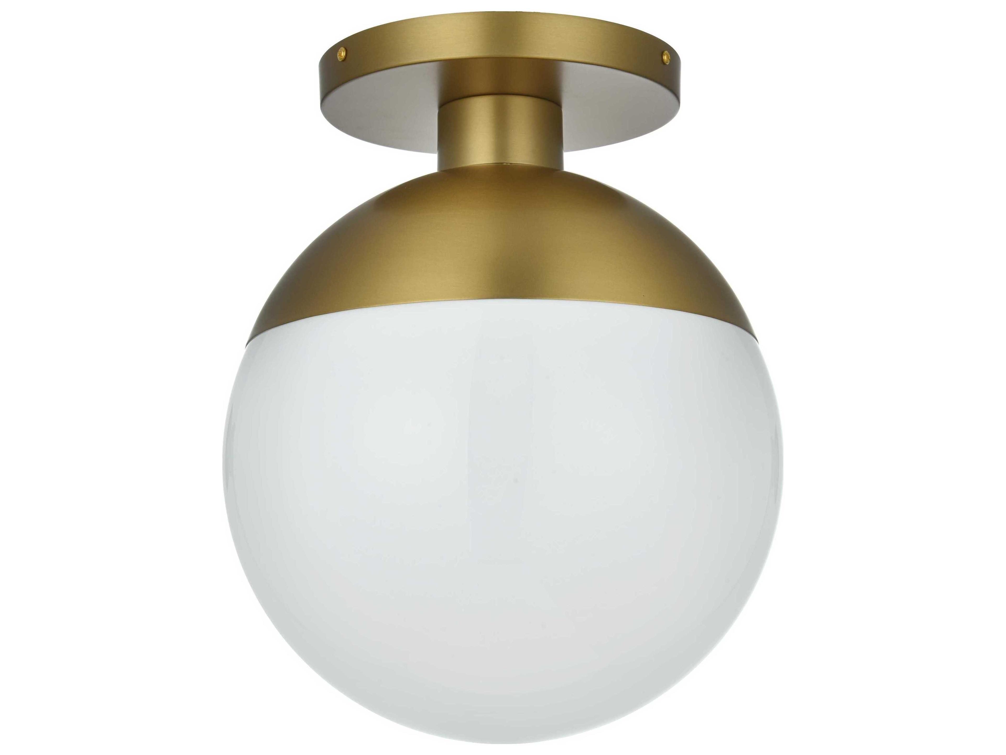 Elegant Lighting Eclipse 1-Light Satin Gold Globe Semi Flush Mount