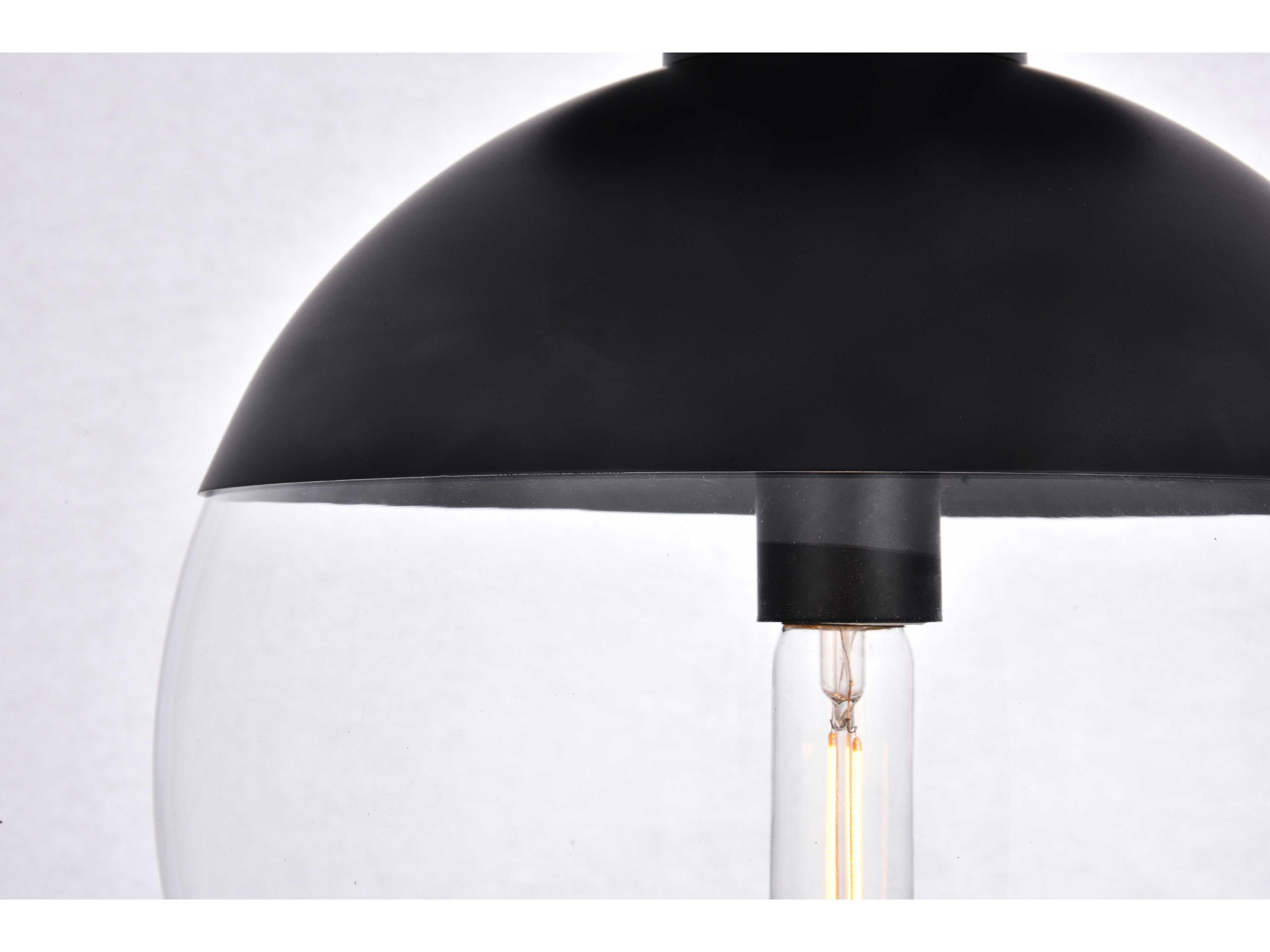 Elegant Lighting Eclipse 1-Light Black Glass Globe Flush Mount