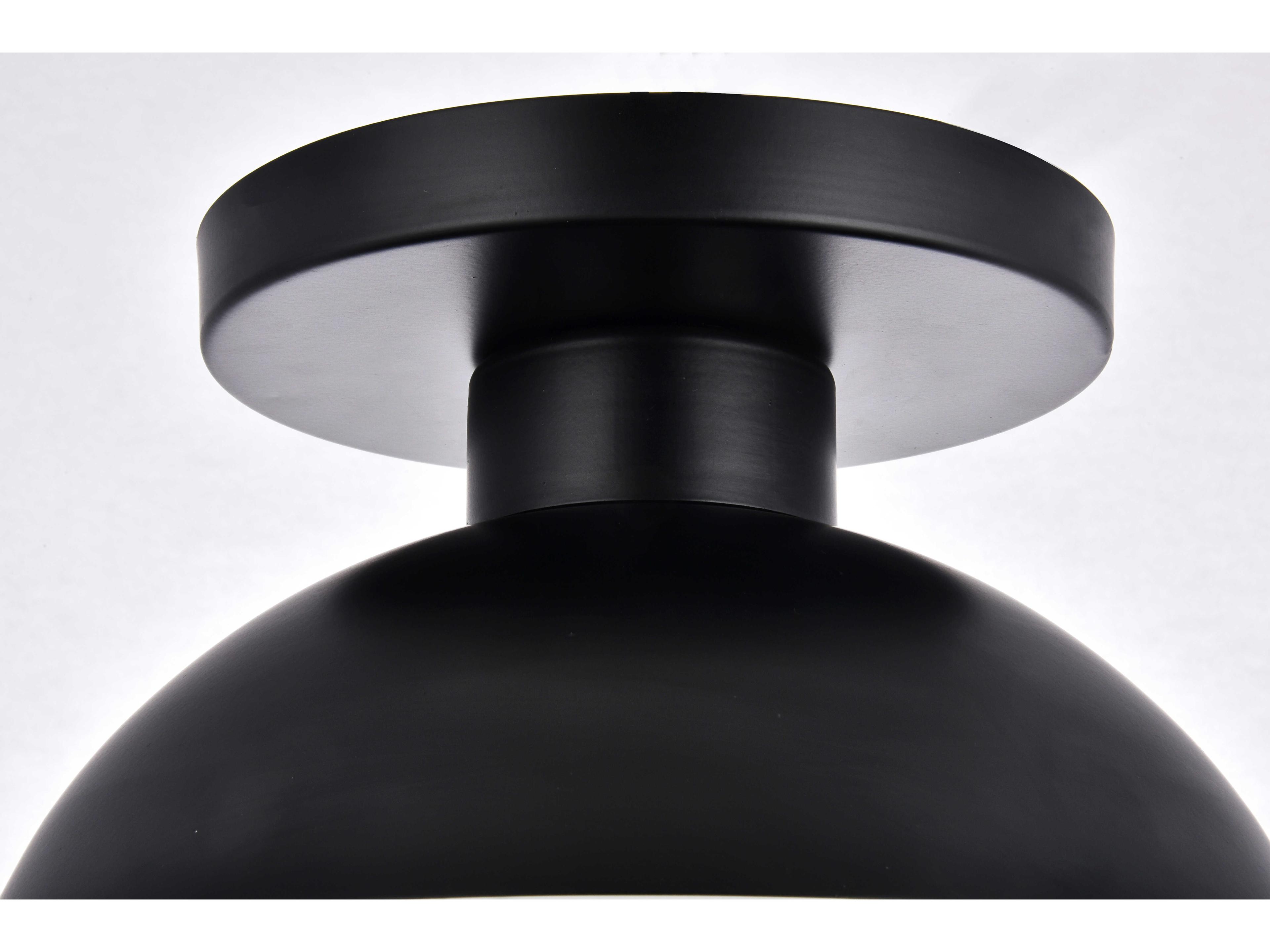 Elegant Lighting Eclipse 1-Light Black Glass Globe Flush Mount