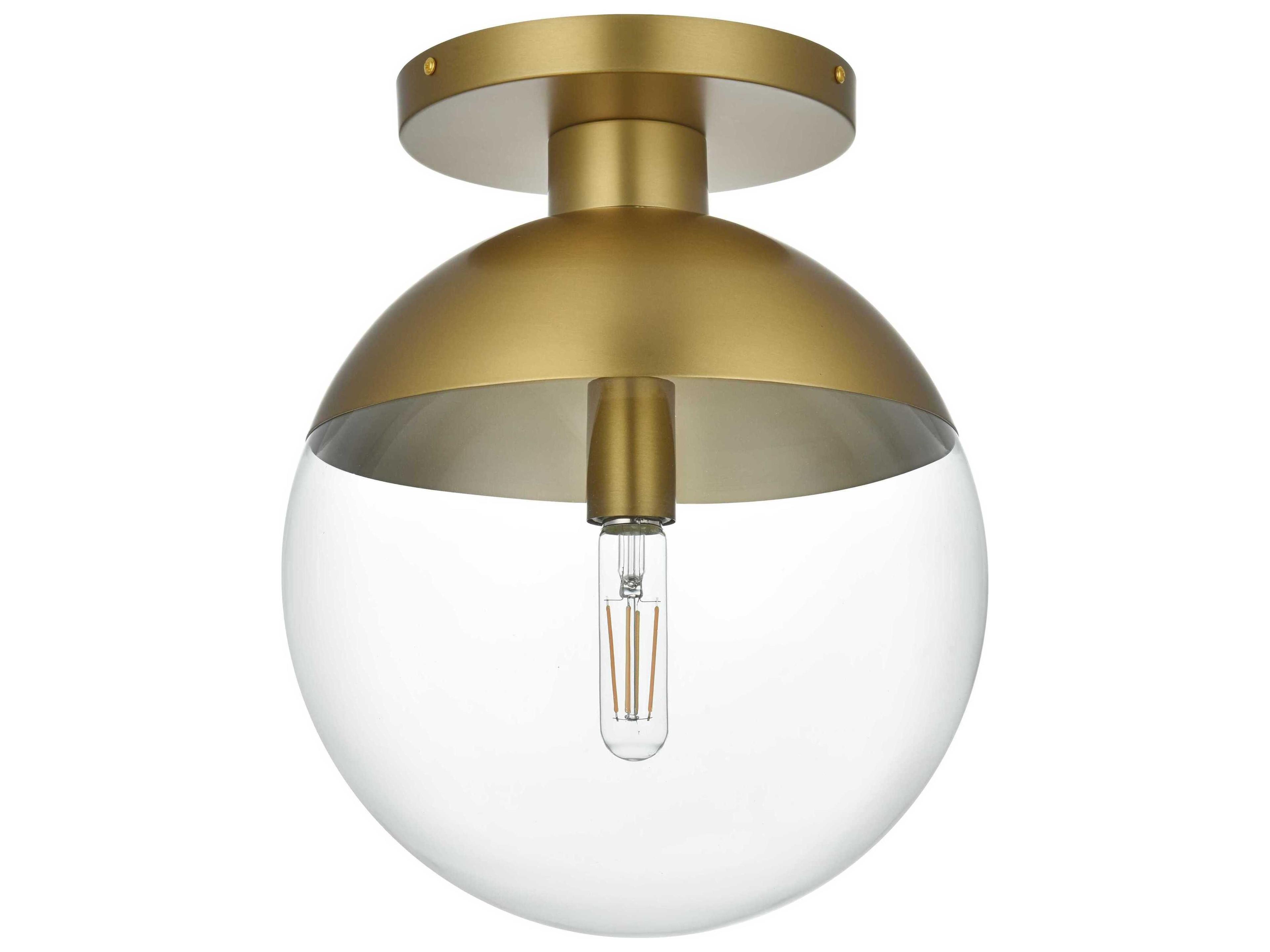 Elegant Lighting Eclipse 1-Light Satin Gold Globe Semi Flush Mount
