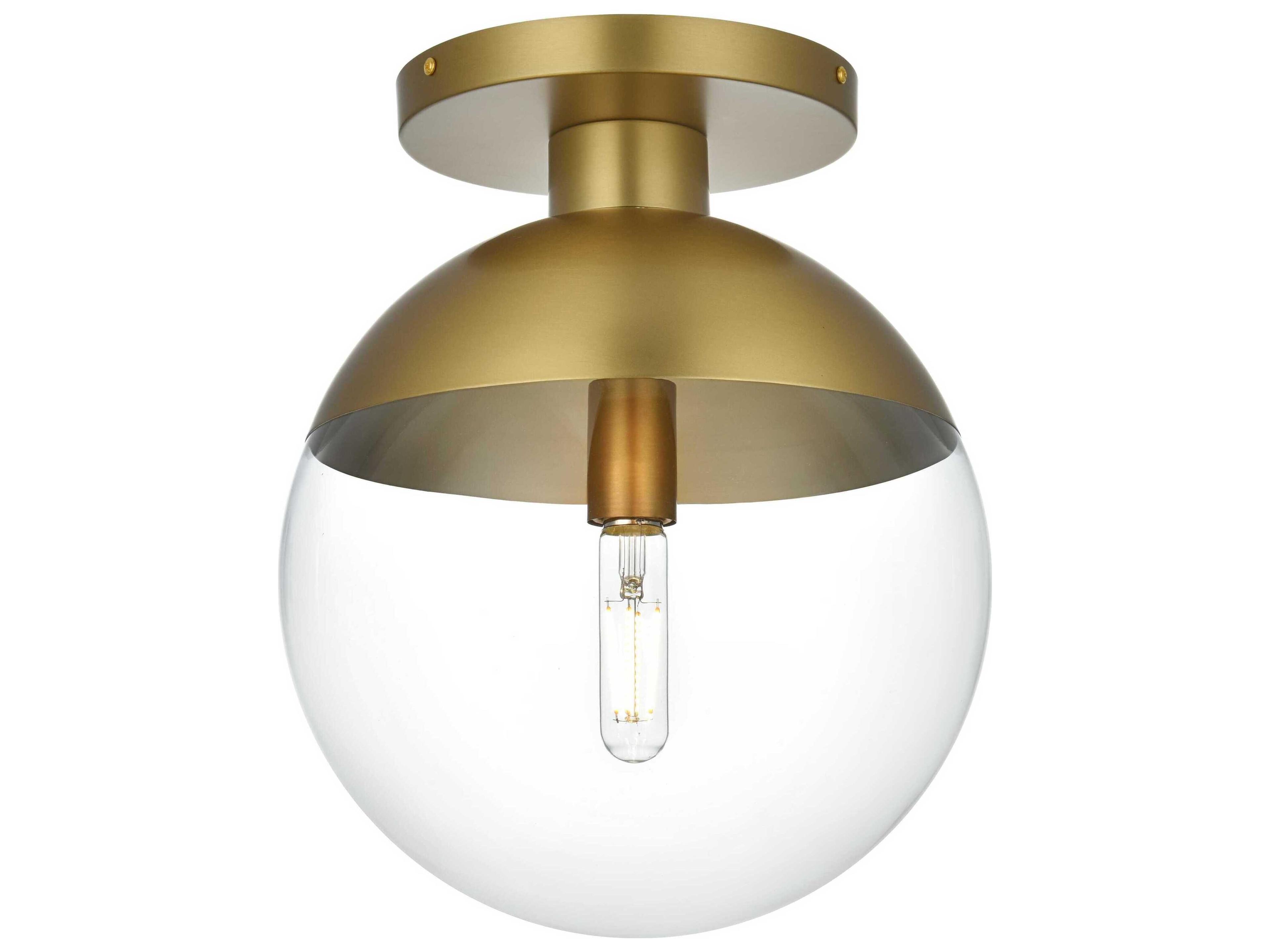 Elegant Lighting Eclipse 1-Light Satin Gold Globe Semi Flush Mount
