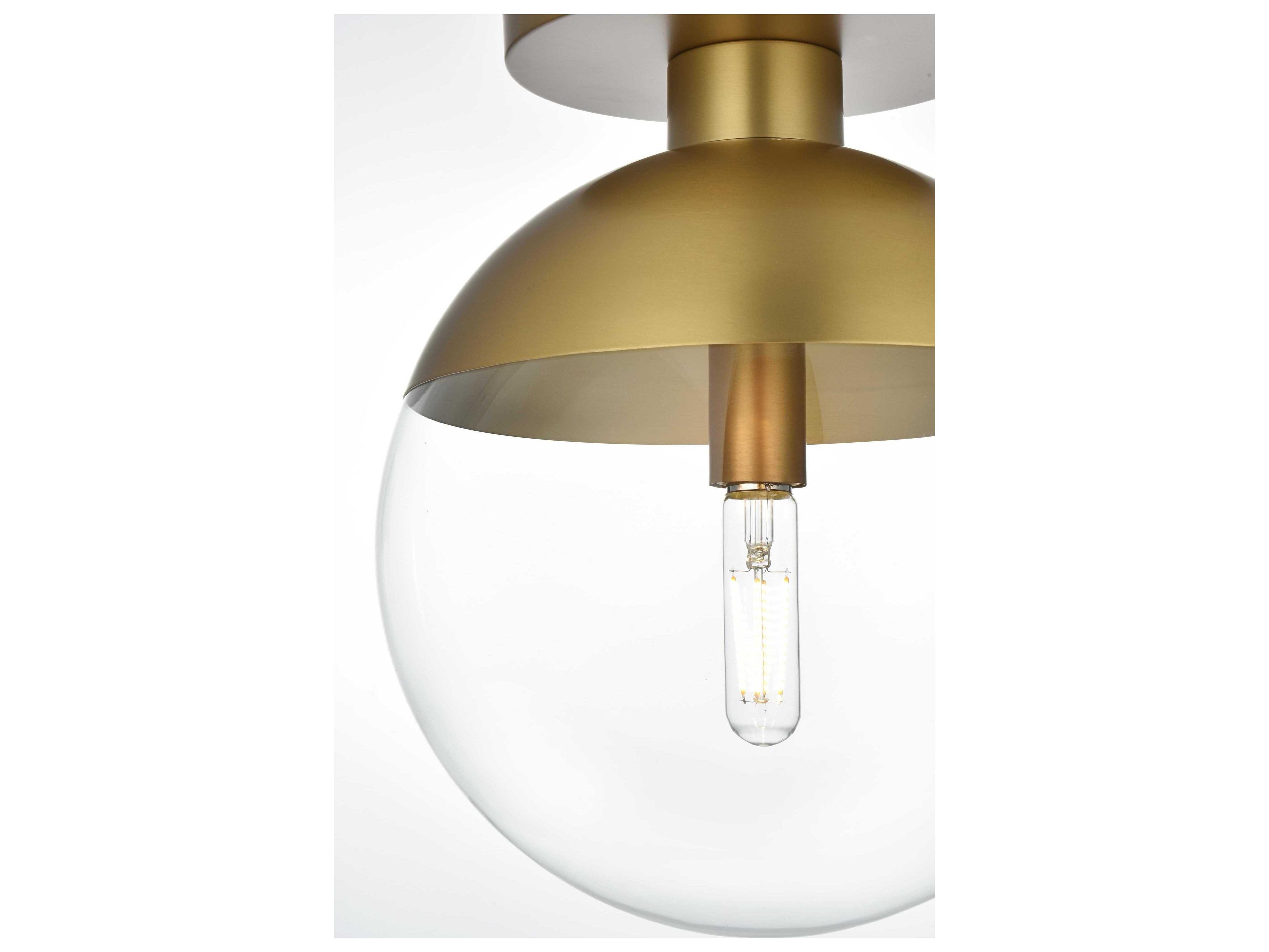 Elegant Lighting Eclipse 1-Light Satin Gold Globe Semi Flush Mount