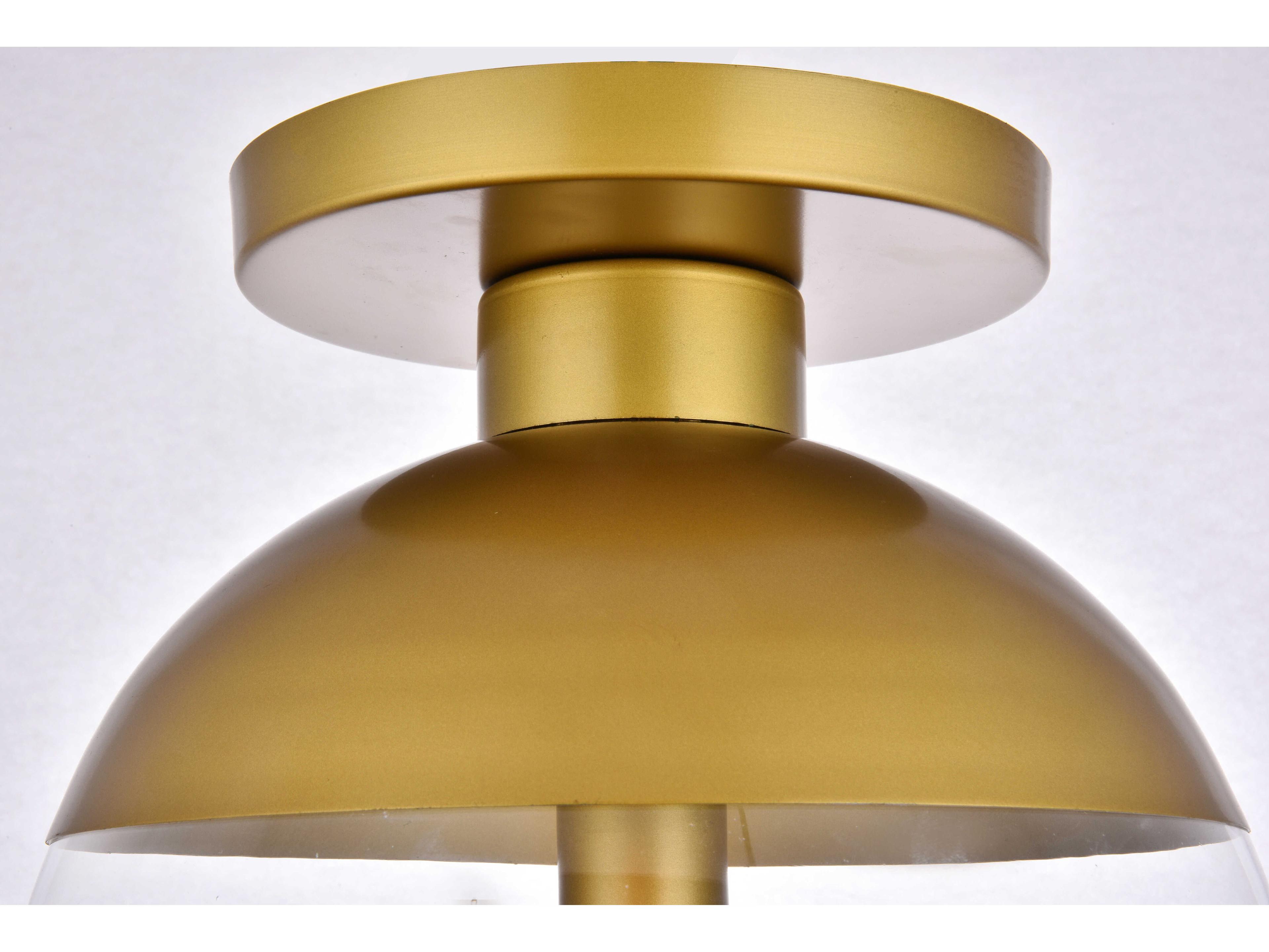 Elegant Lighting Eclipse 1-Light Brass Glass Globe Semi Flush Mount