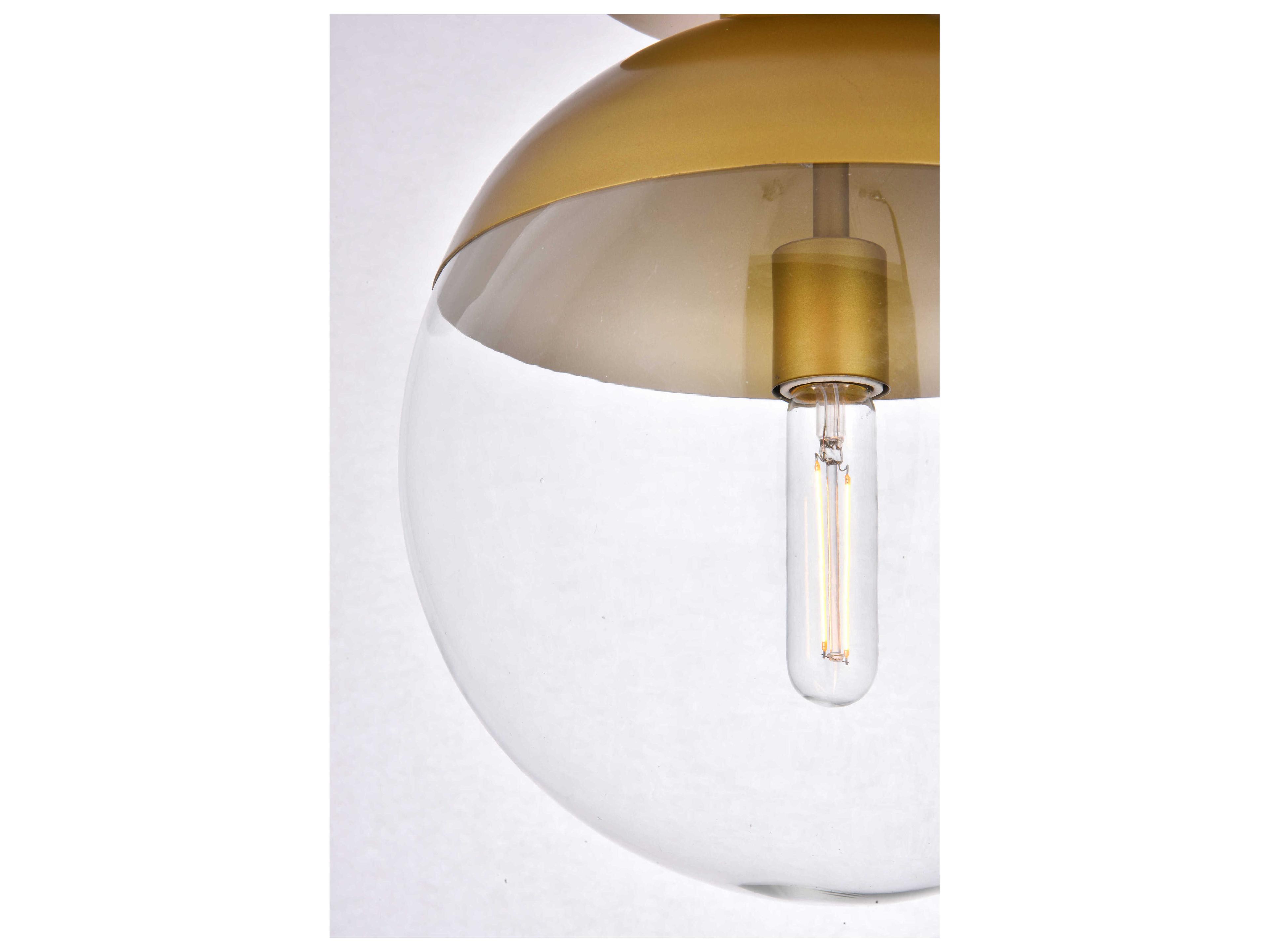 Elegant Lighting Eclipse 1-Light Brass Glass Globe Semi Flush Mount
