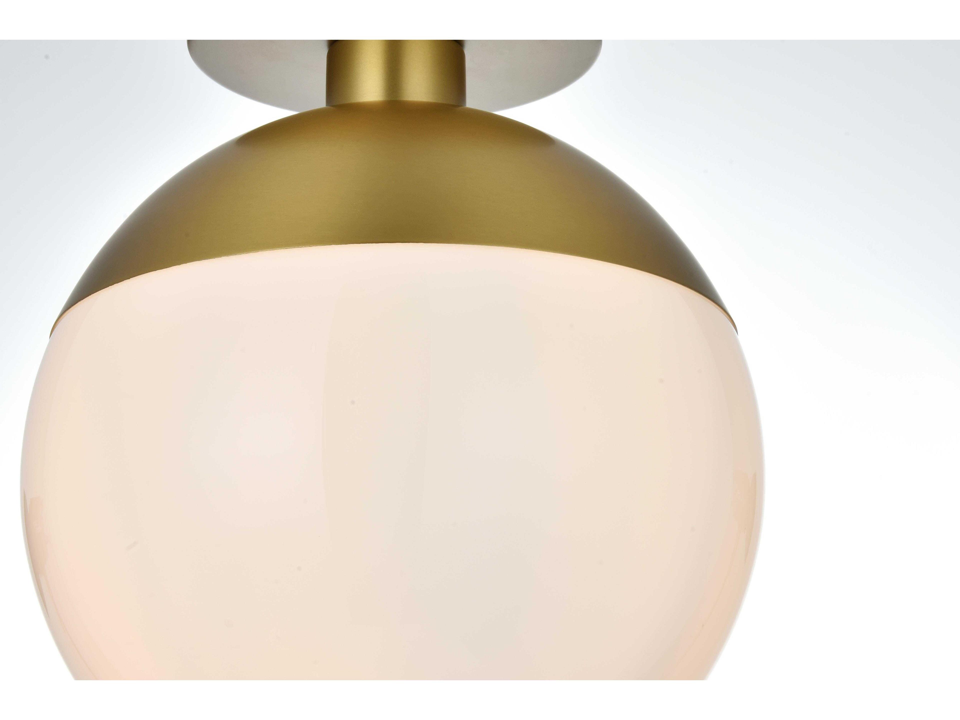 Elegant Lighting Eclipse 1-Light Satin Gold Globe Semi Flush Mount