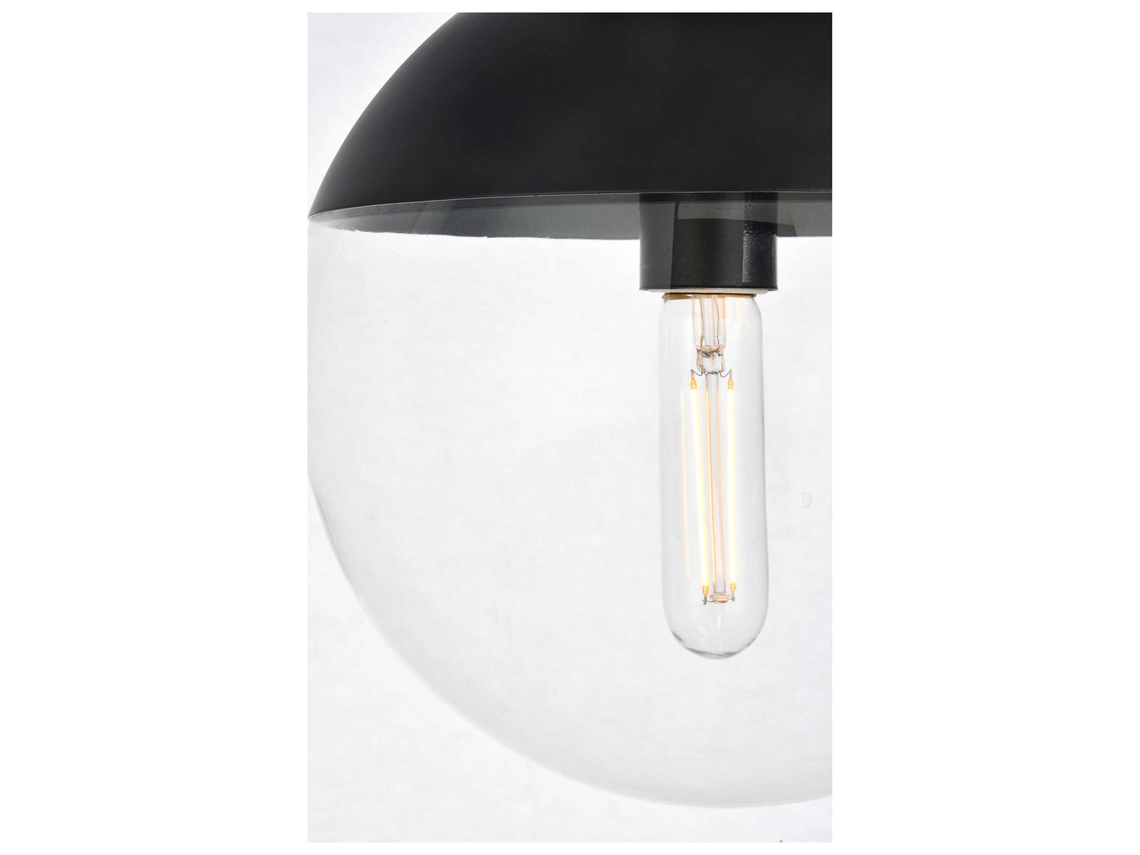 Elegant Lighting Eclipse 1-Light Black Glass Globe Flush Mount