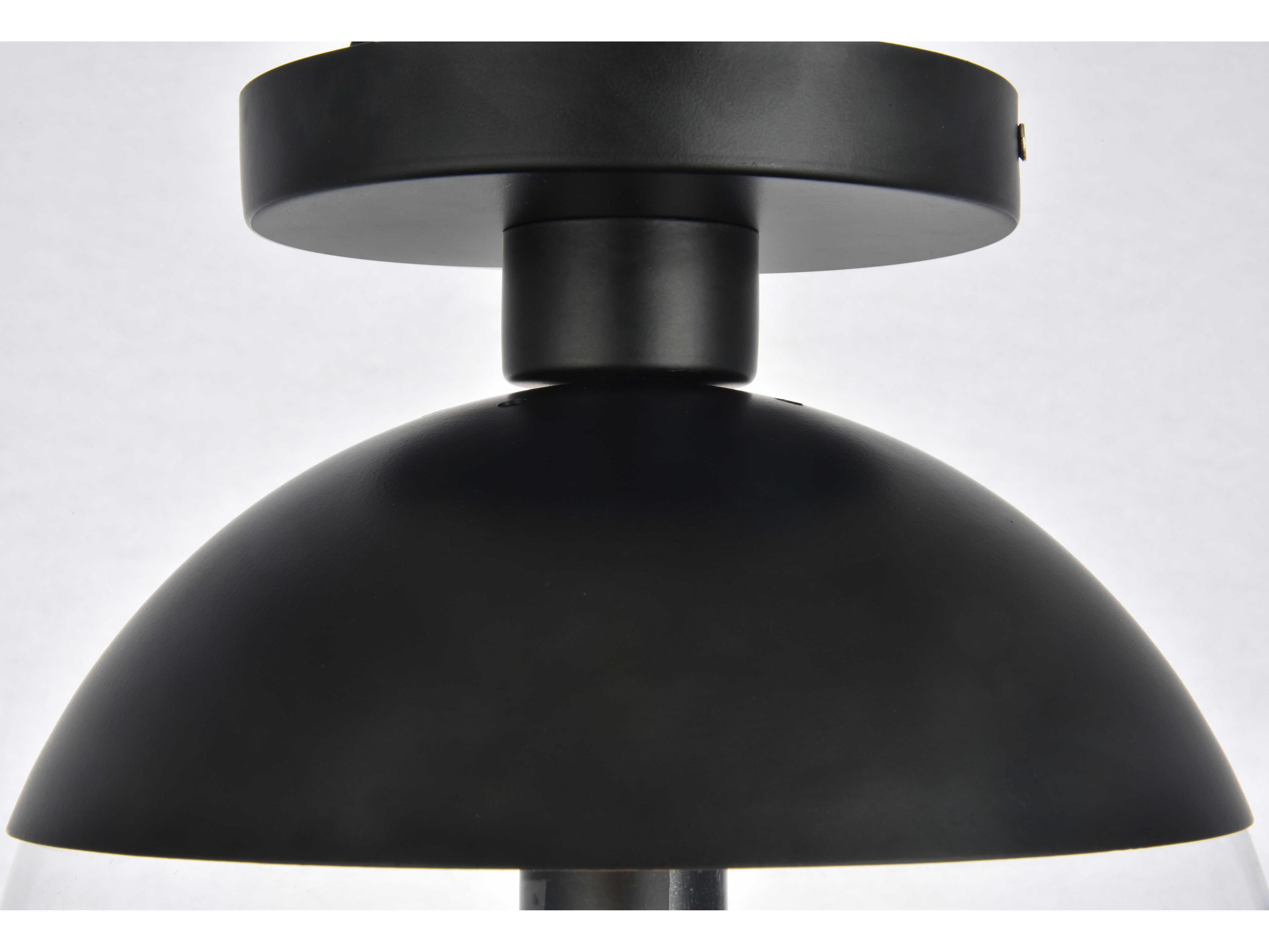 Elegant Lighting Eclipse 1-Light Black Glass Globe Flush Mount