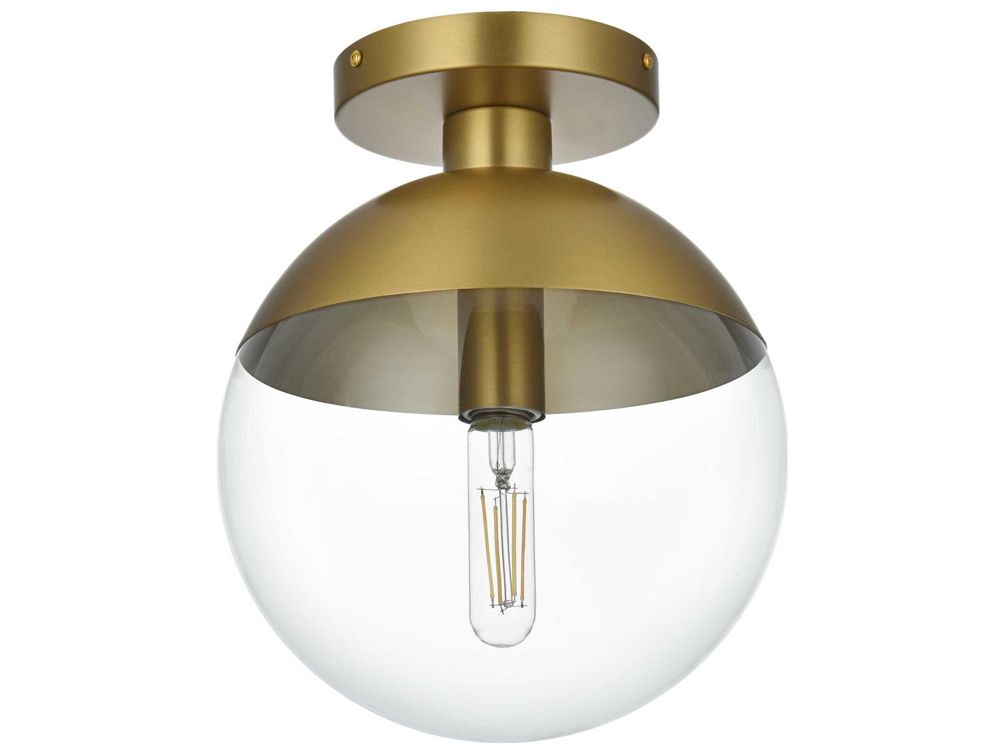Elegant Lighting Eclipse 1-Light Satin Gold Globe Semi Flush Mount