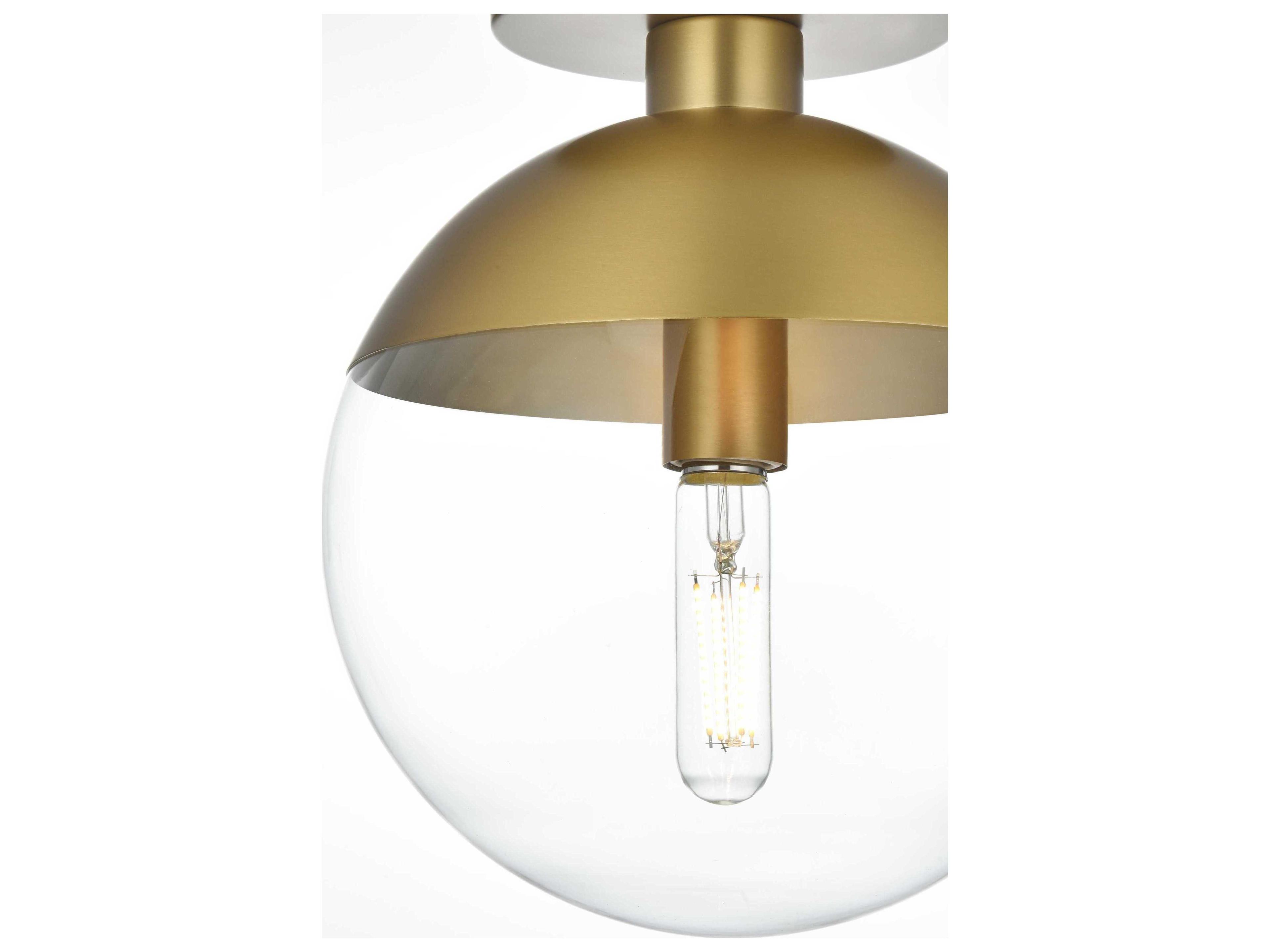Elegant Lighting Eclipse 1-Light Satin Gold Globe Semi Flush Mount
