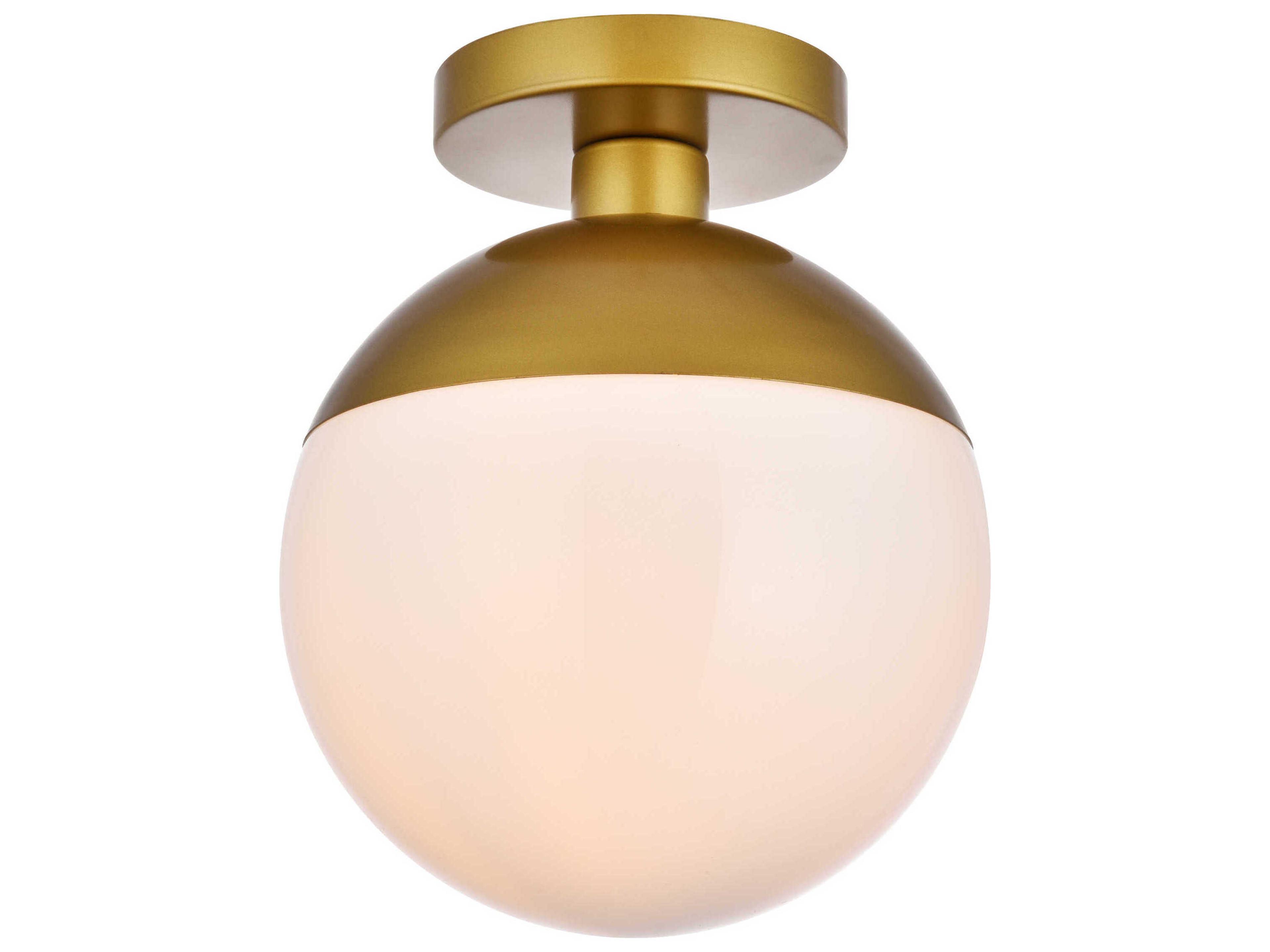Elegant Lighting Eclipse 1-Light Brass Glass Globe Flush Mount