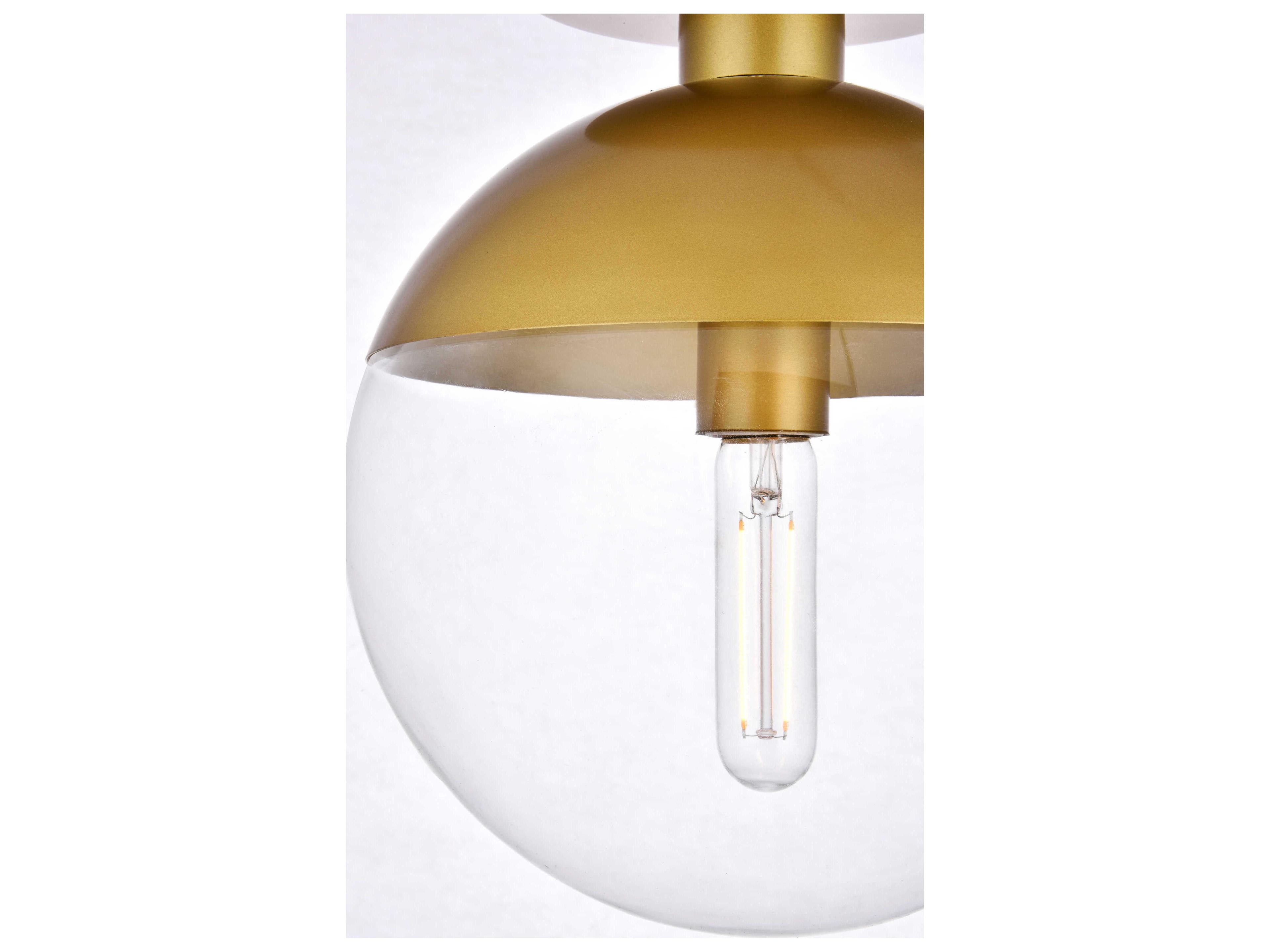 Elegant Lighting Eclipse 1-Light Brass Glass Globe Semi Flush Mount