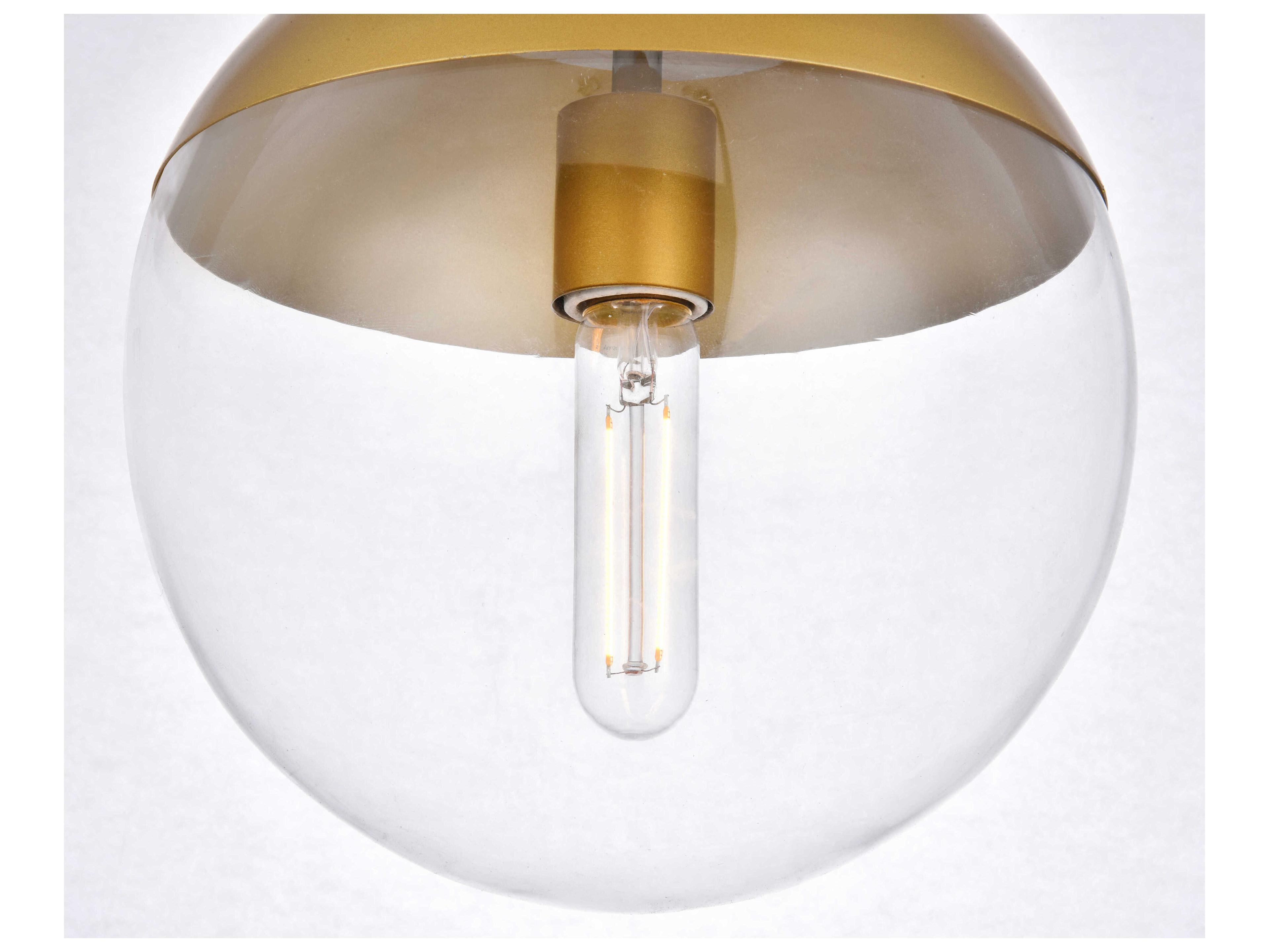 Elegant Lighting Eclipse 1-Light Brass Glass Globe Semi Flush Mount