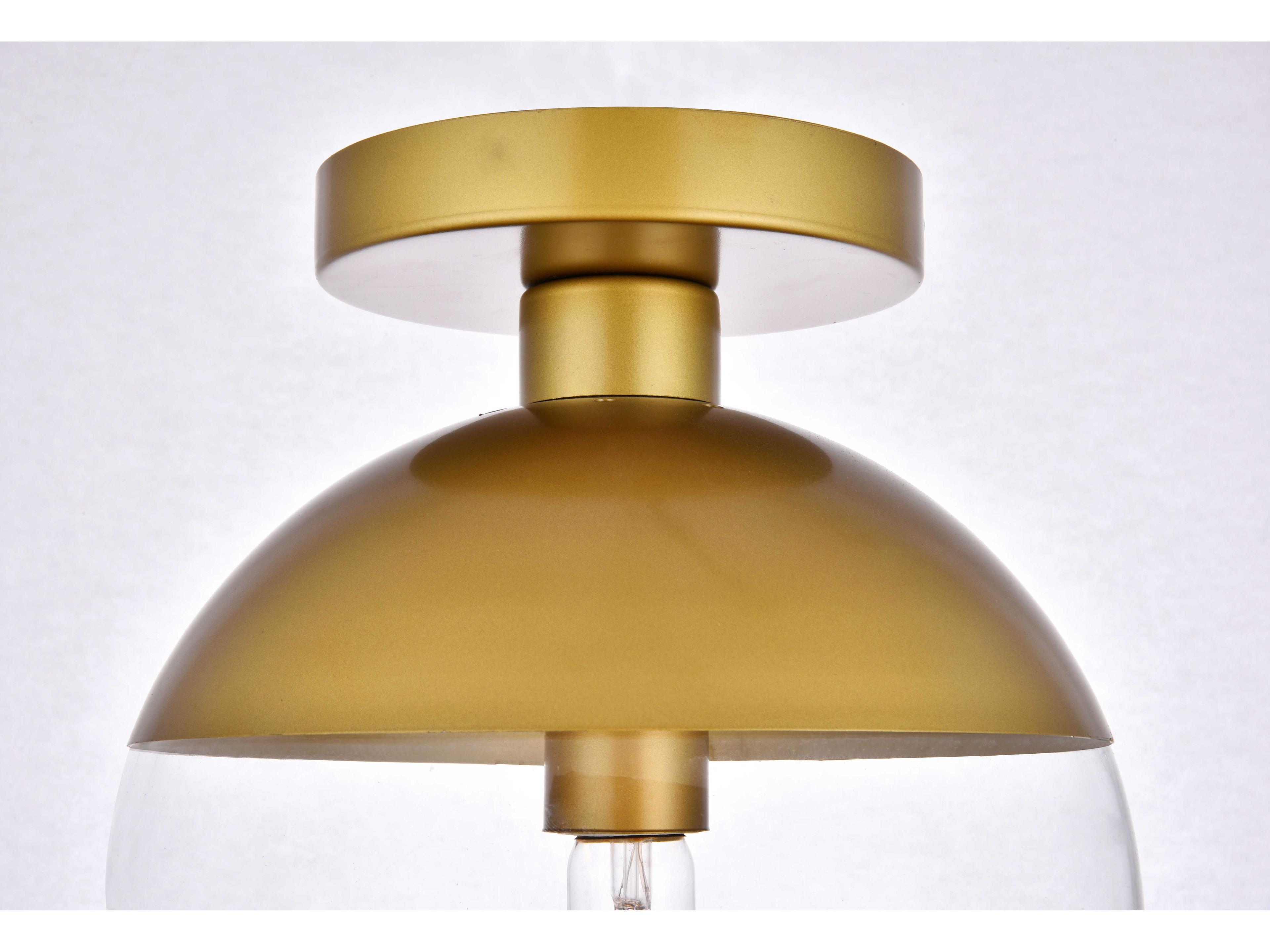 Elegant Lighting Eclipse 1-Light Brass Glass Globe Semi Flush Mount