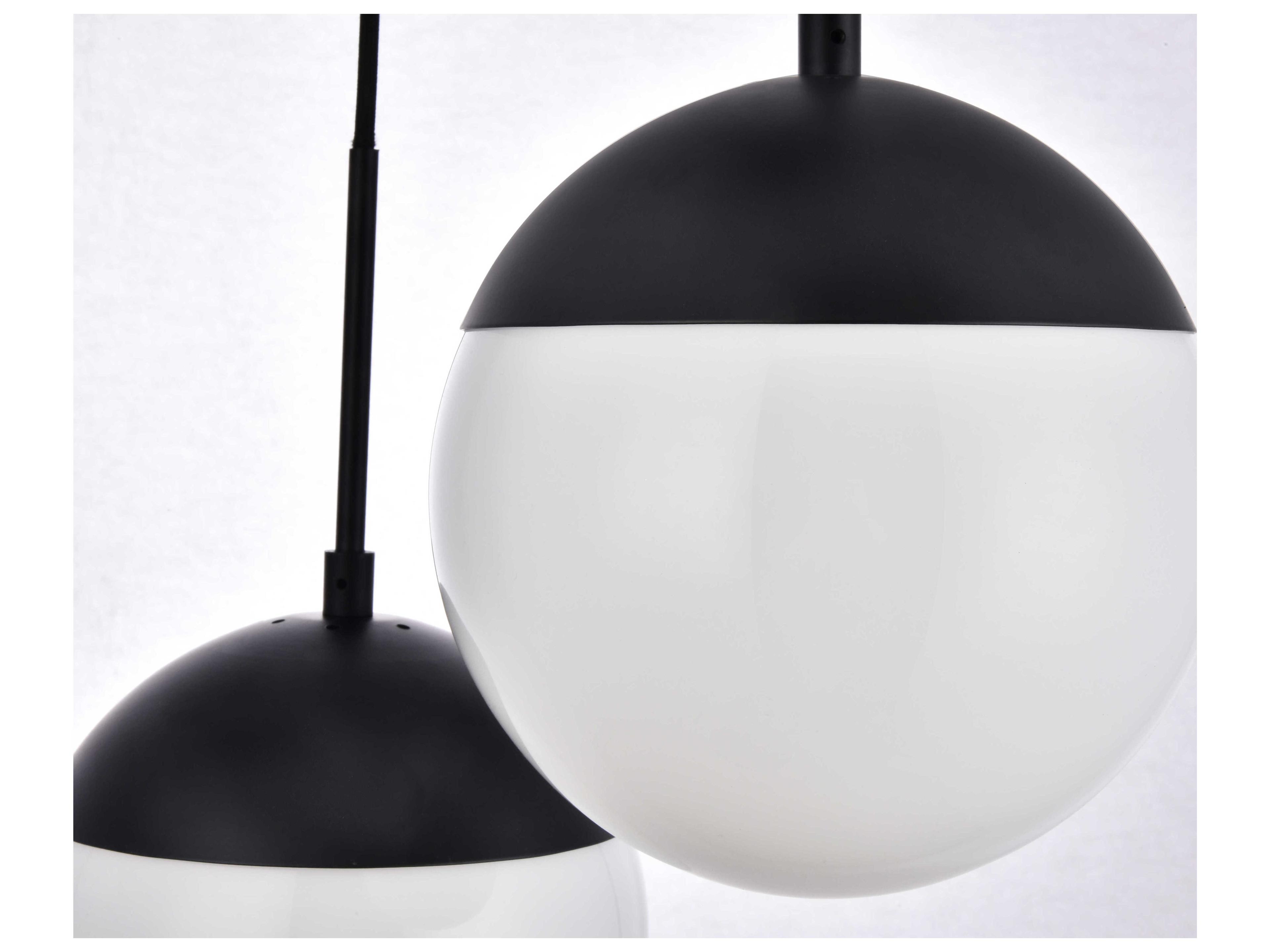 Elegant Lighting Eclipse 3-Light Black Glass Globe Pendant