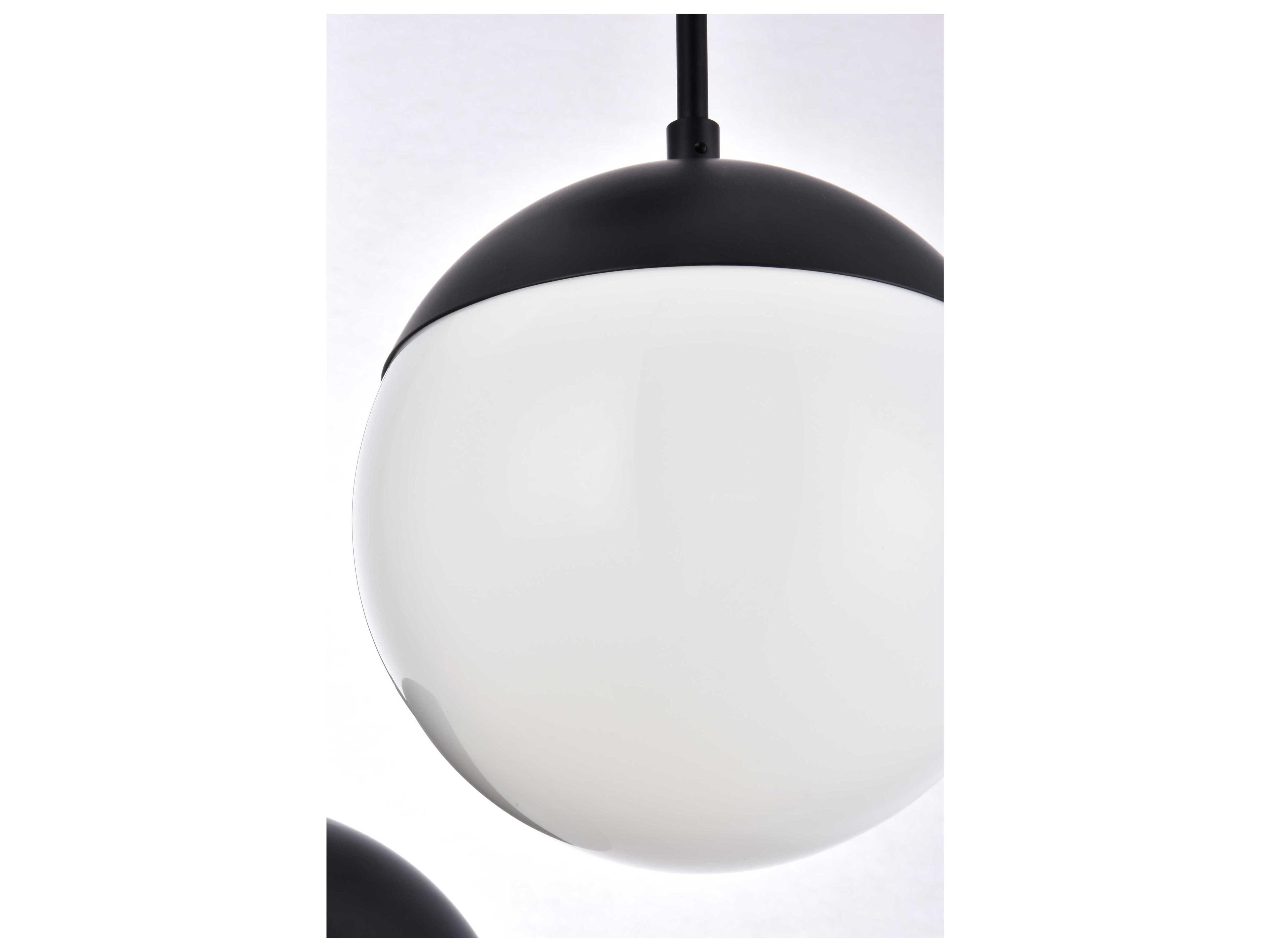 Elegant Lighting Eclipse 3-Light Black Glass Globe Pendant