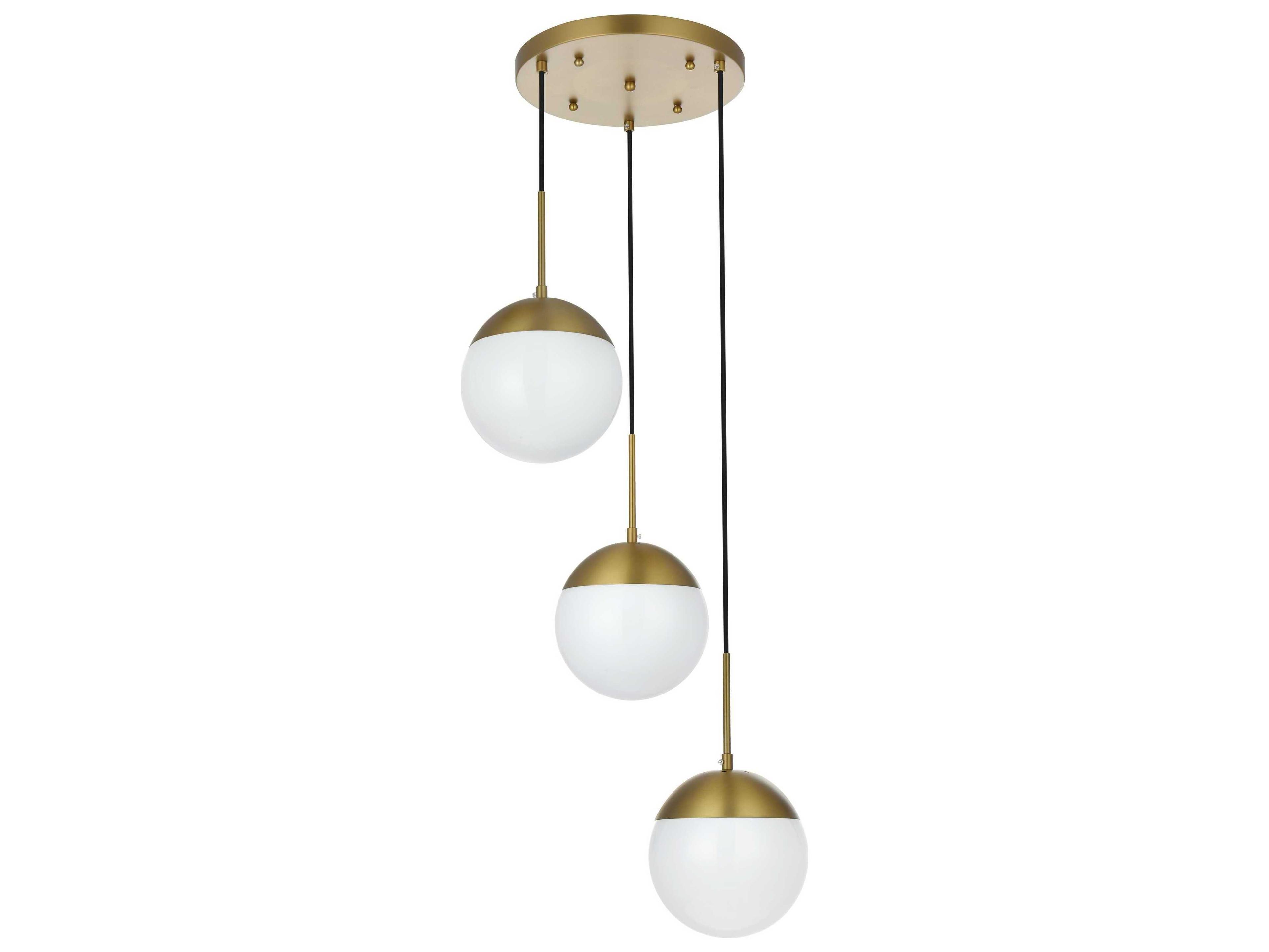 Elegant Lighting Eclipse 3-Light Satin Gold Globe Pendant