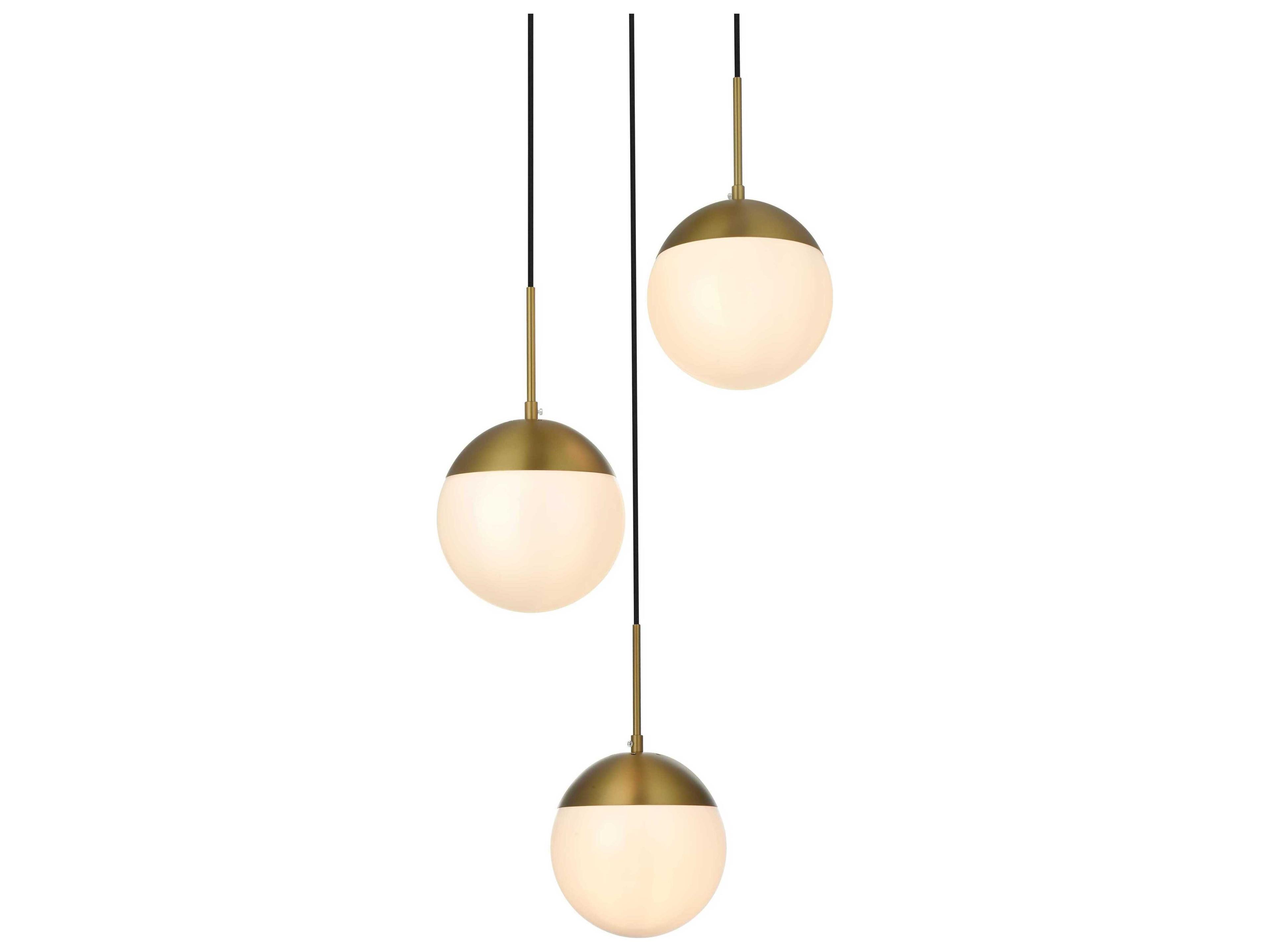 Elegant Lighting Eclipse 3-Light Satin Gold Globe Pendant