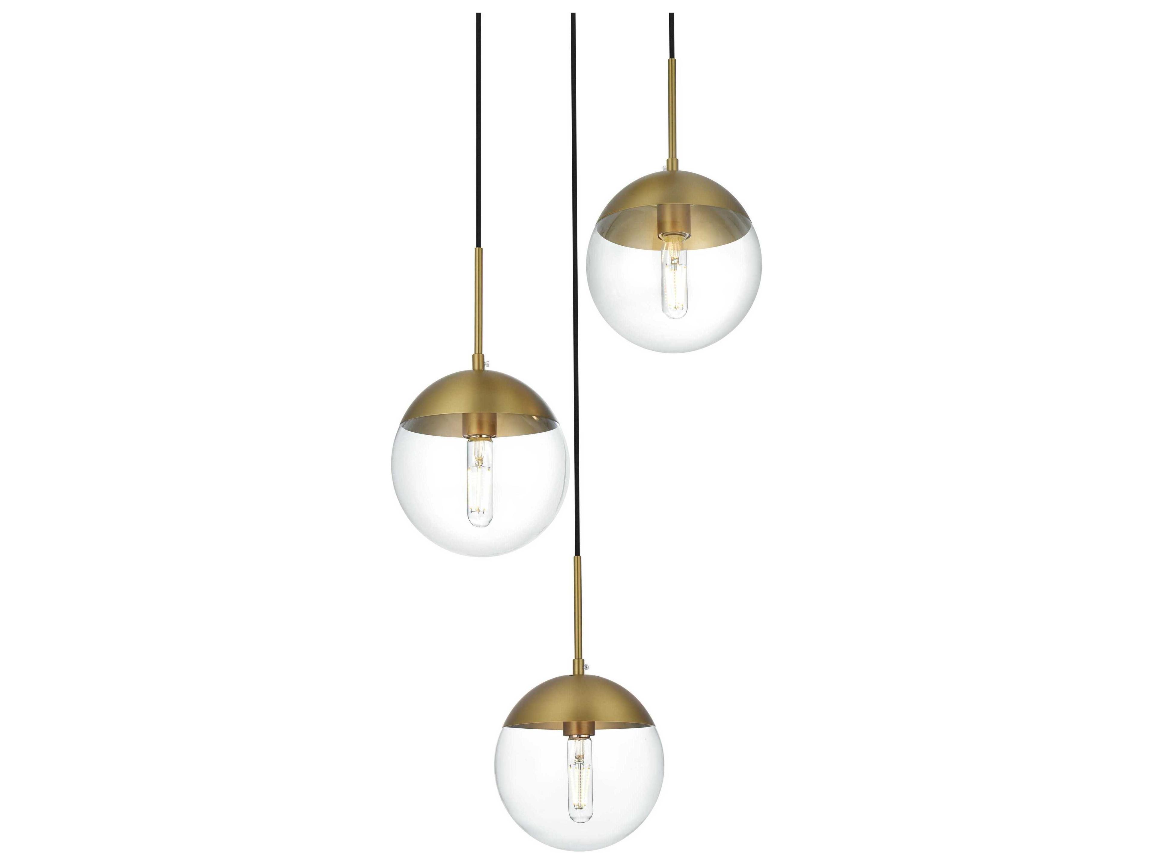 Elegant Lighting Eclipse 3-Light Satin Gold Globe Pendant