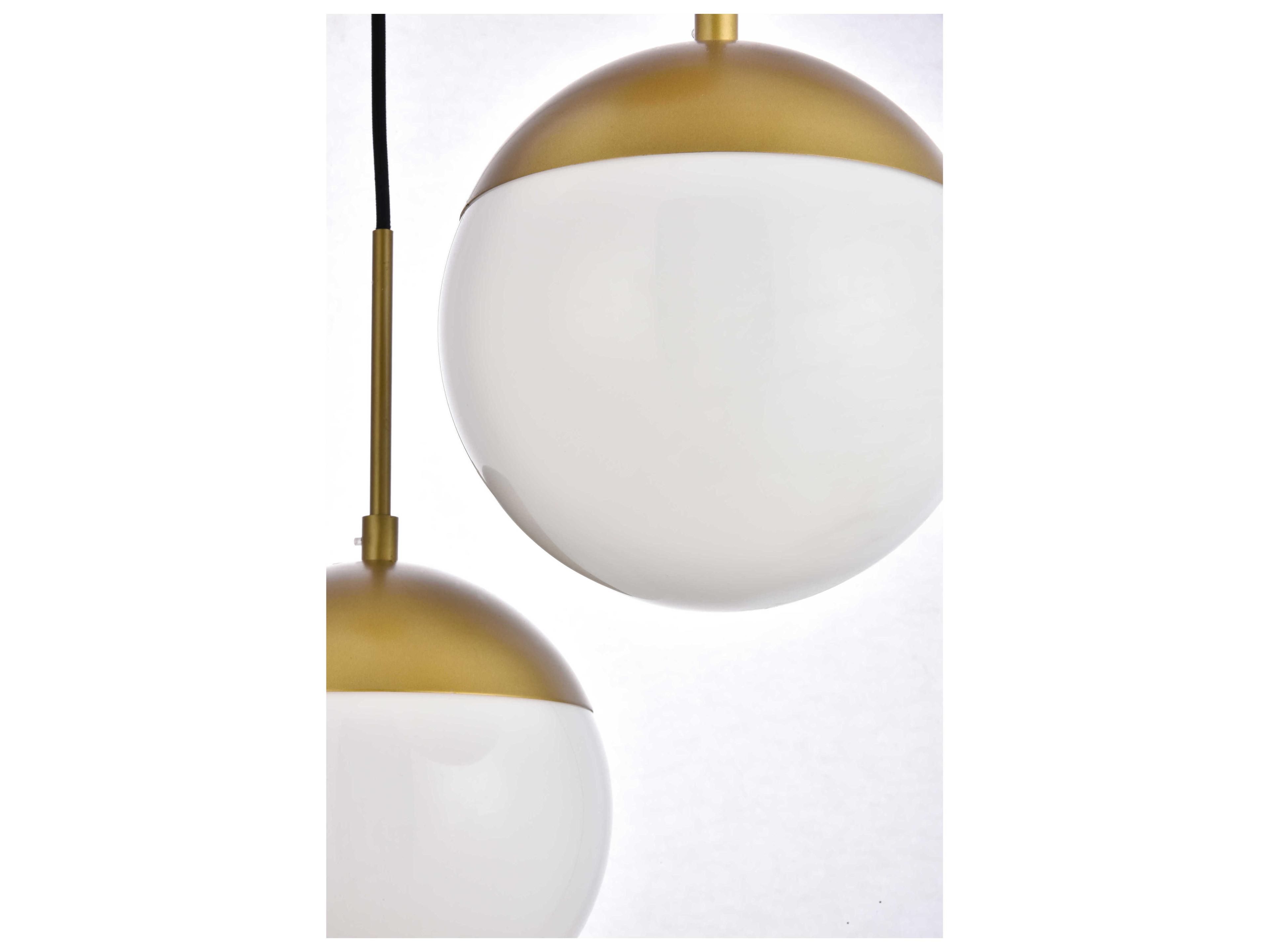 Elegant Lighting Eclipse 3-Light Brass Glass Globe Pendant