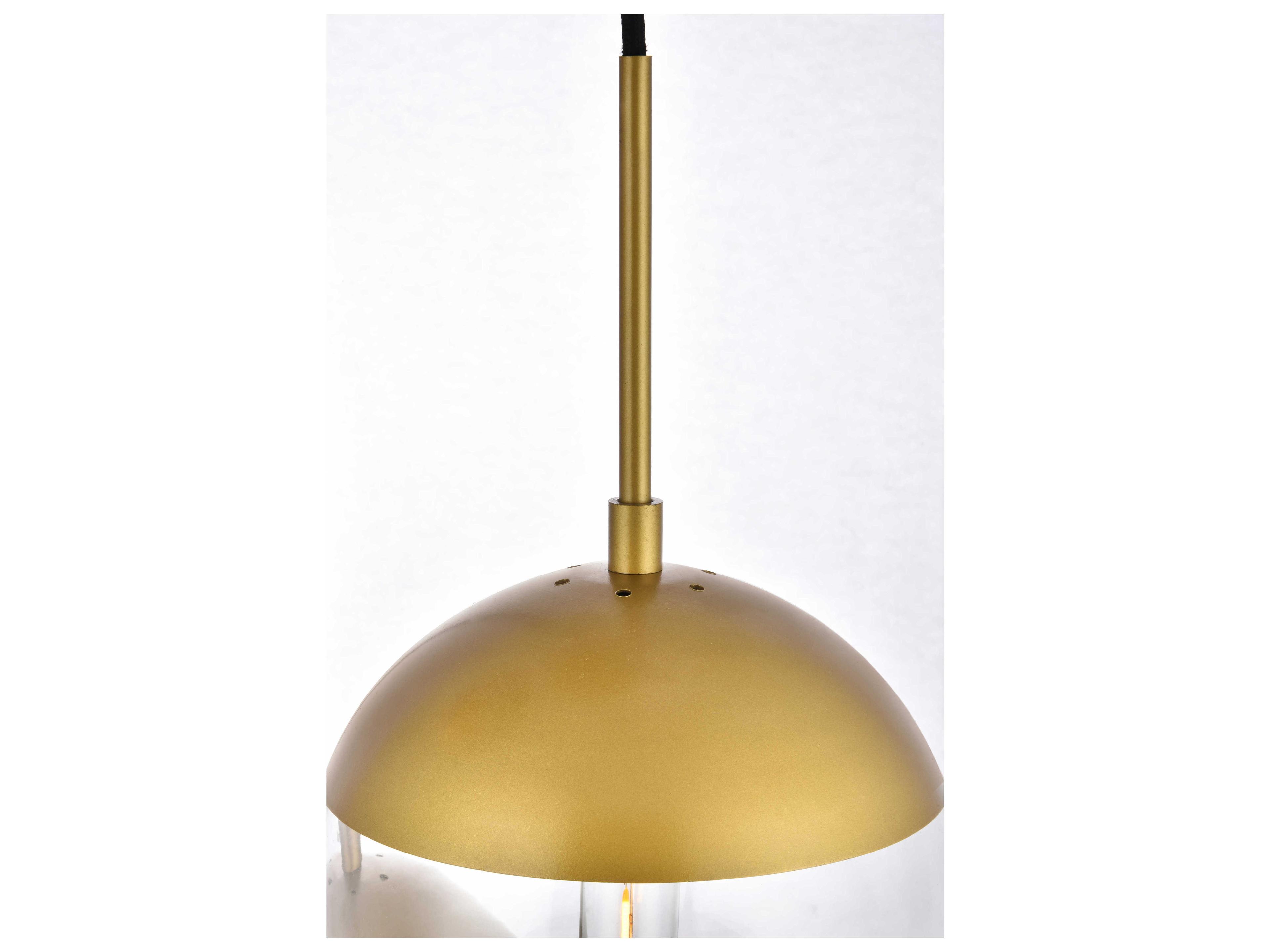 Elegant Lighting Eclipse 3-Light Brass Glass Globe Pendant
