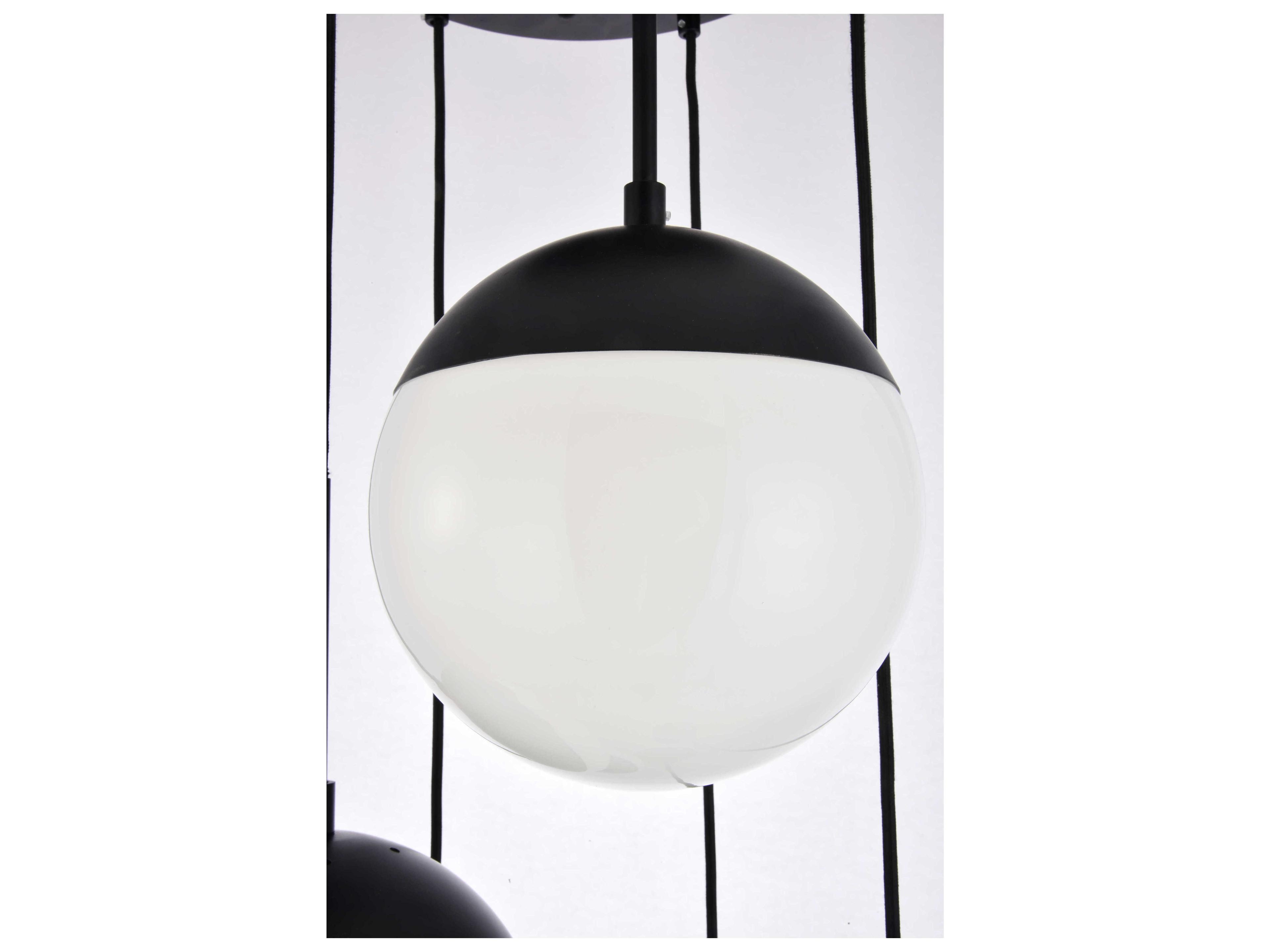 Elegant Lighting Eclipse 5-Light Black Glass Globe Pendant
