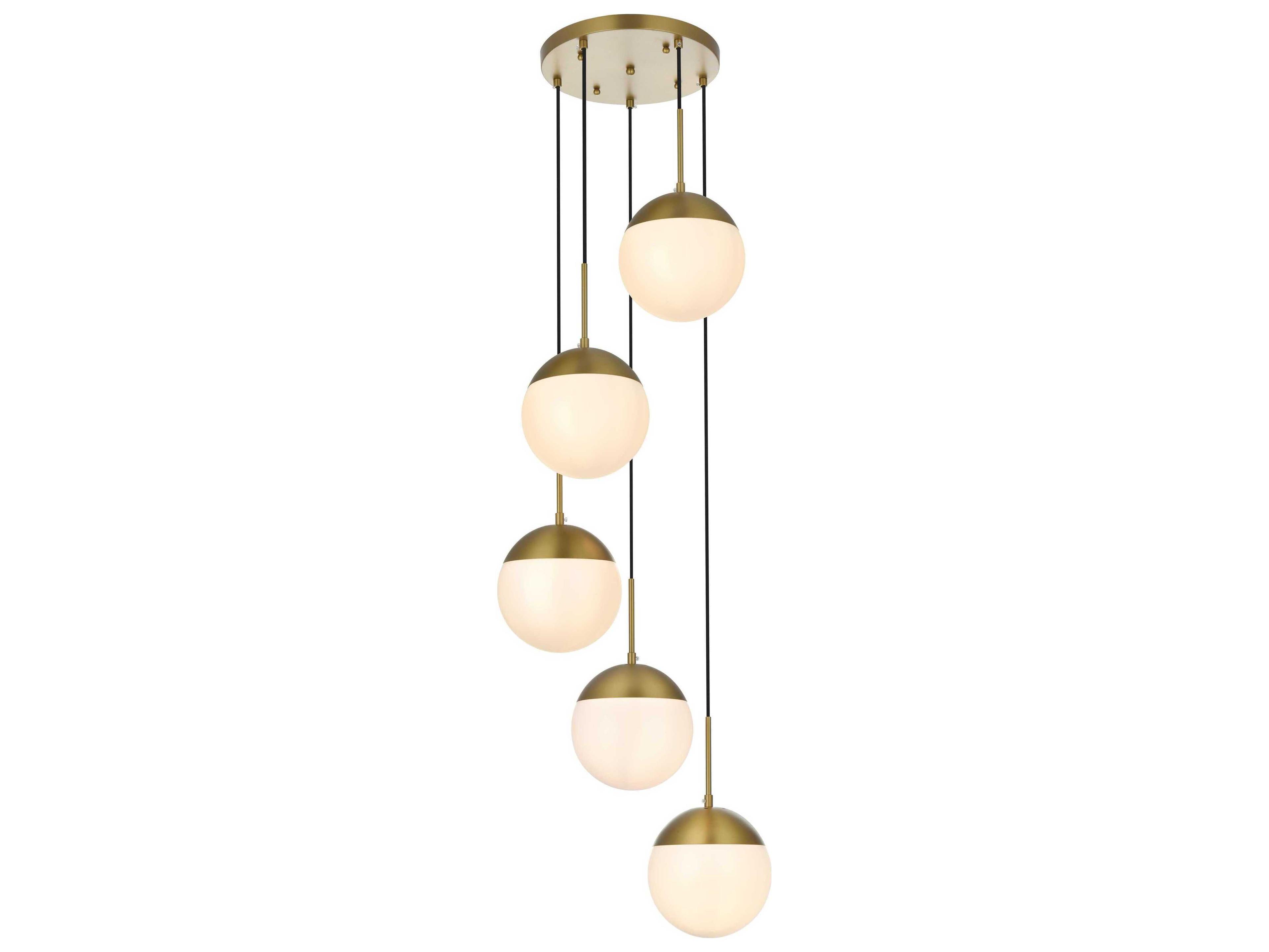 Elegant Lighting Eclipse 5-Light Satin Gold Globe Pendant