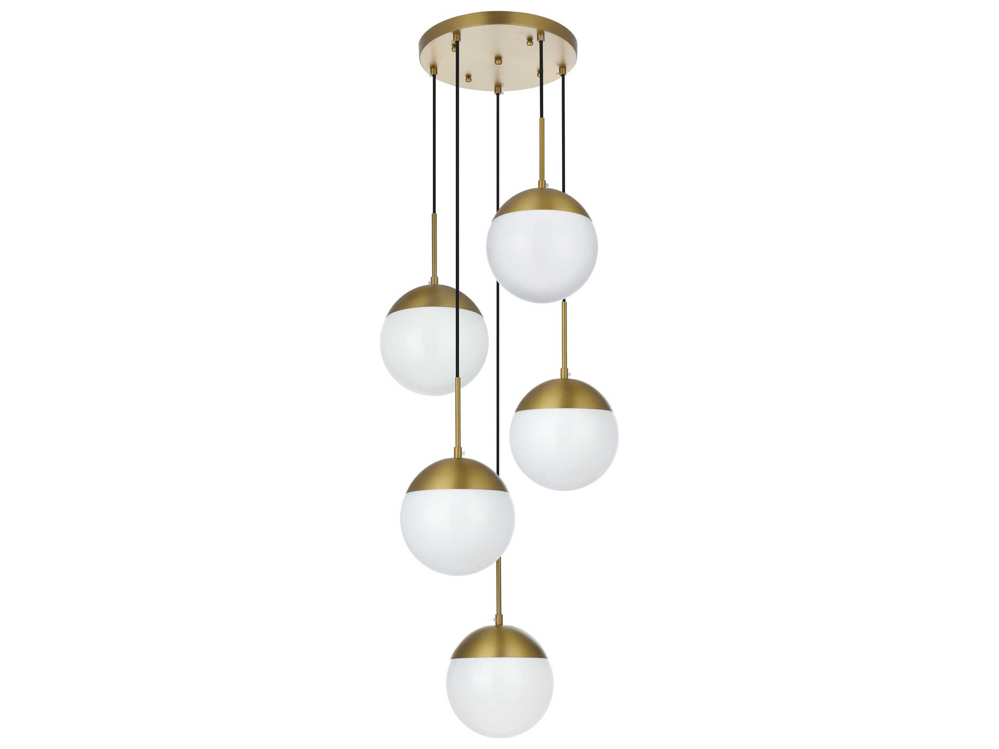 Elegant Lighting Eclipse 5-Light Satin Gold Globe Pendant
