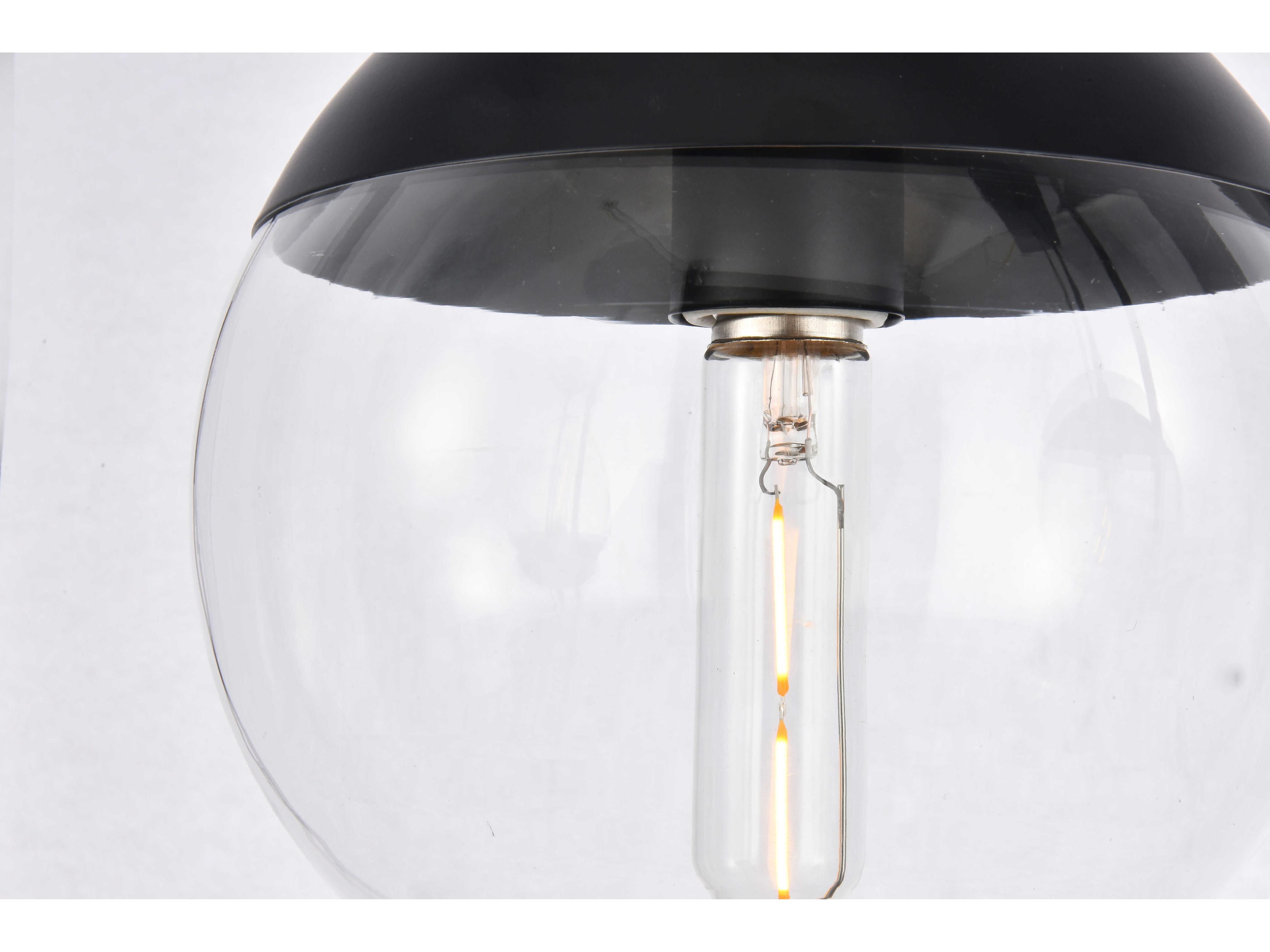 Elegant Lighting Eclipse 5-Light Black Glass Globe Pendant
