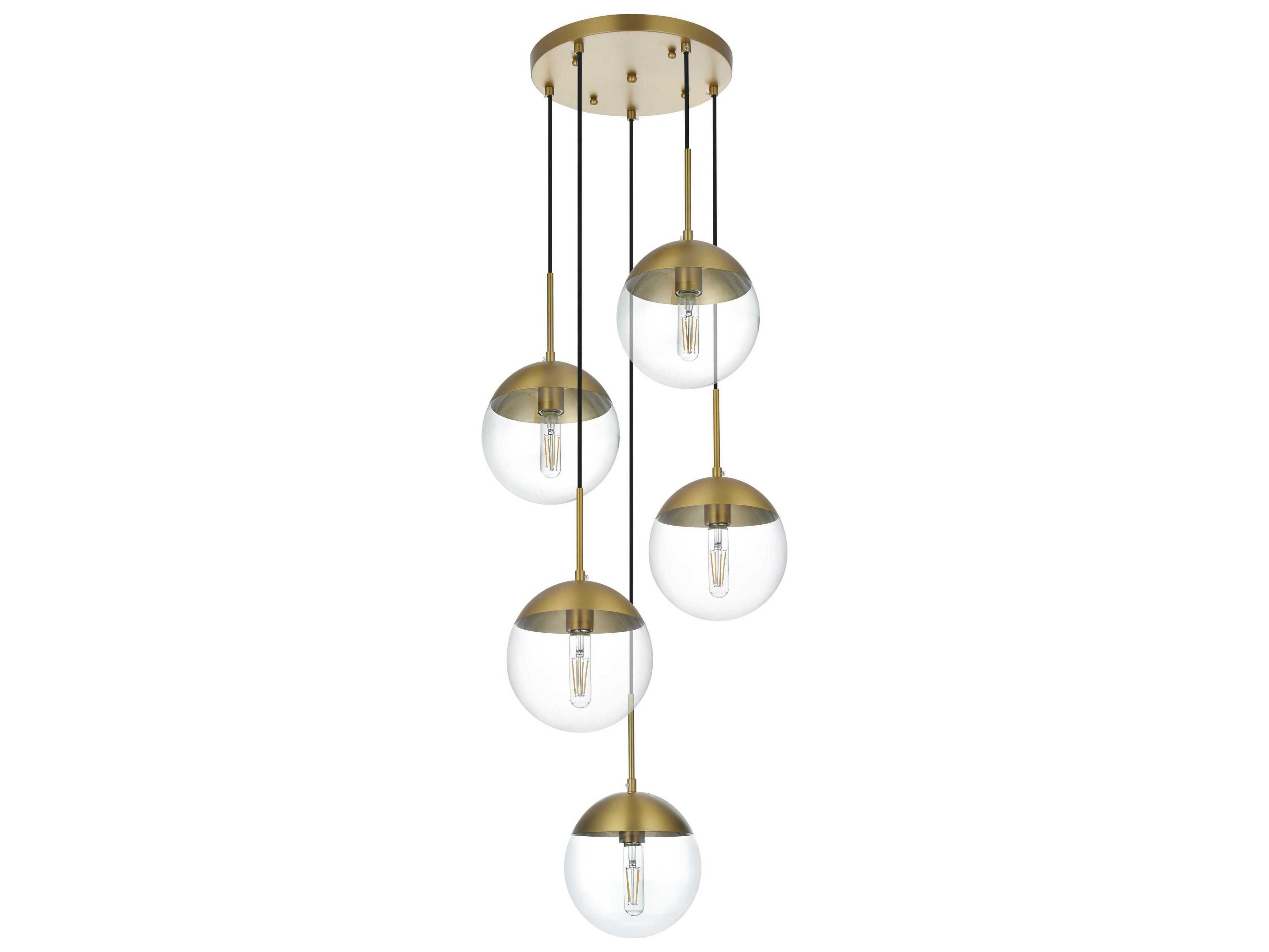 Elegant Lighting Eclipse 5-Light Satin Gold Globe Pendant